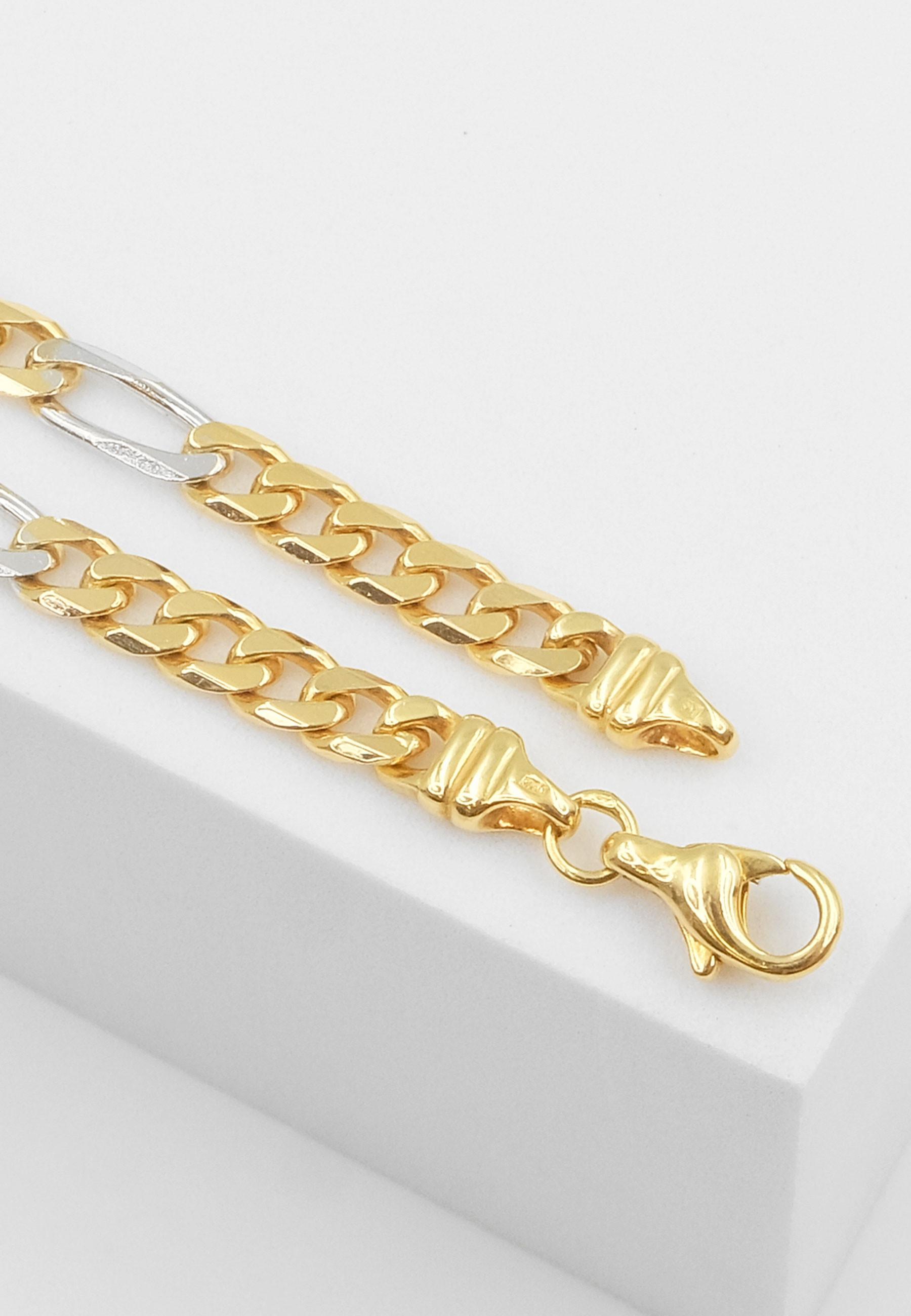 MUAU Schmuck Bracelet Figaro Bicolor Gelbgold-/Weissgold 750, 4.4mm, 19cm