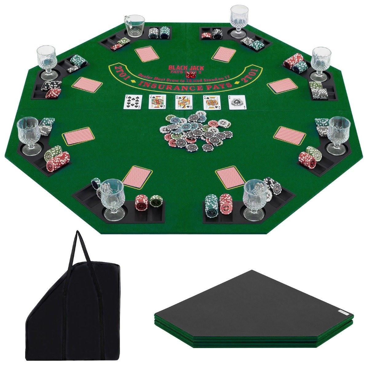 Northio Pokermatte Texas Holdem Pokertisch-Auflage faltbar für 8 Spieler mit Getränkehaltern Grün