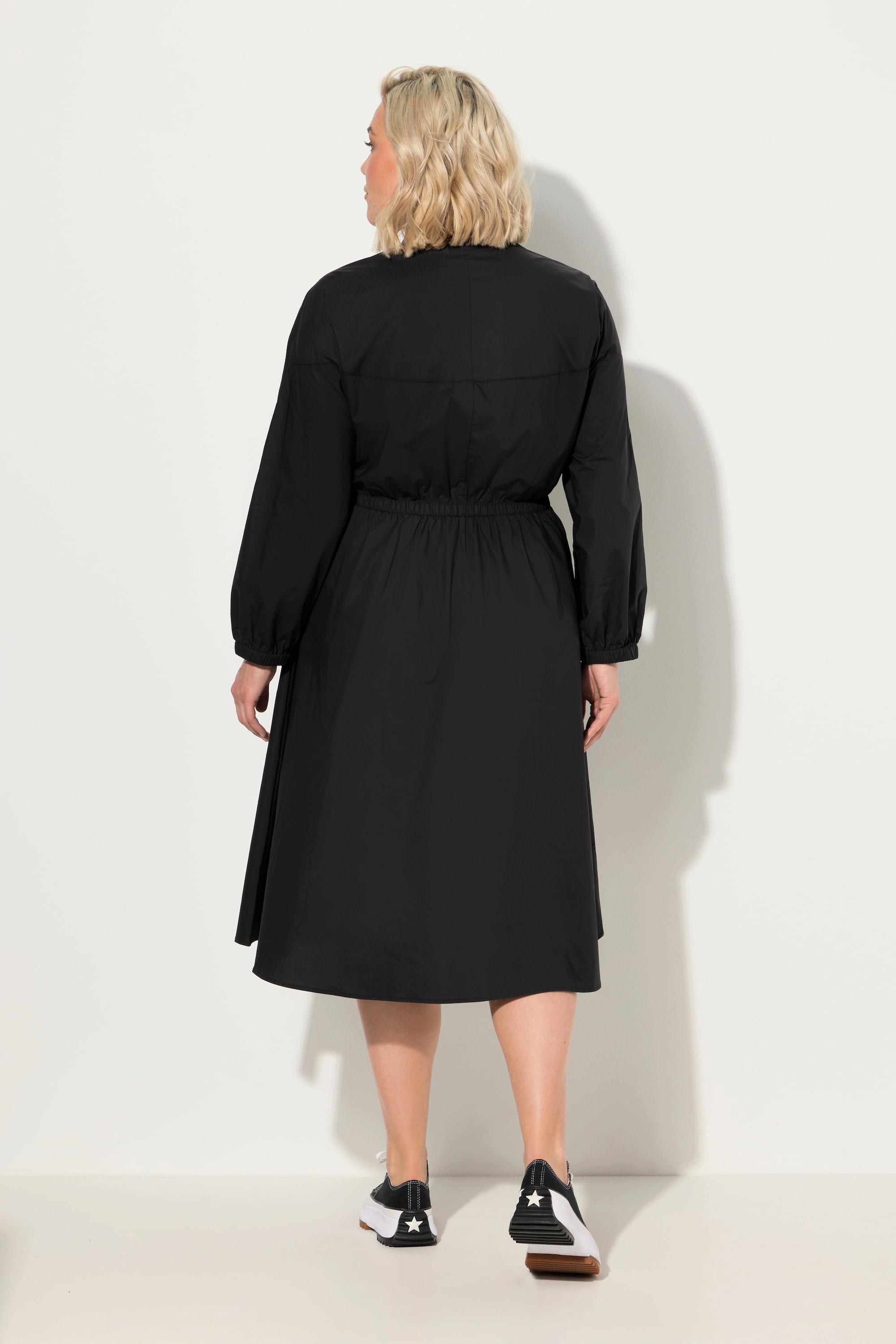 Ulla Popken Utility A-Linie Papertouch Stehkragen Langarm Kleid
