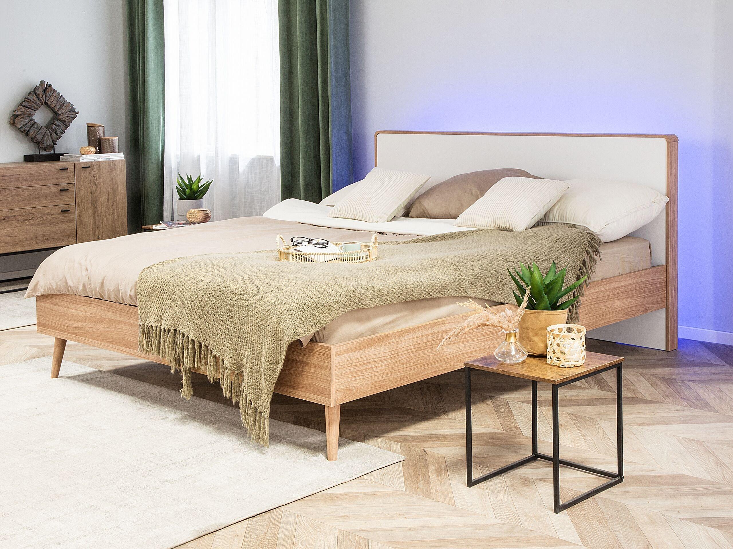 Beliani Bett mit LED aus Faserplatte Modern SERRIS