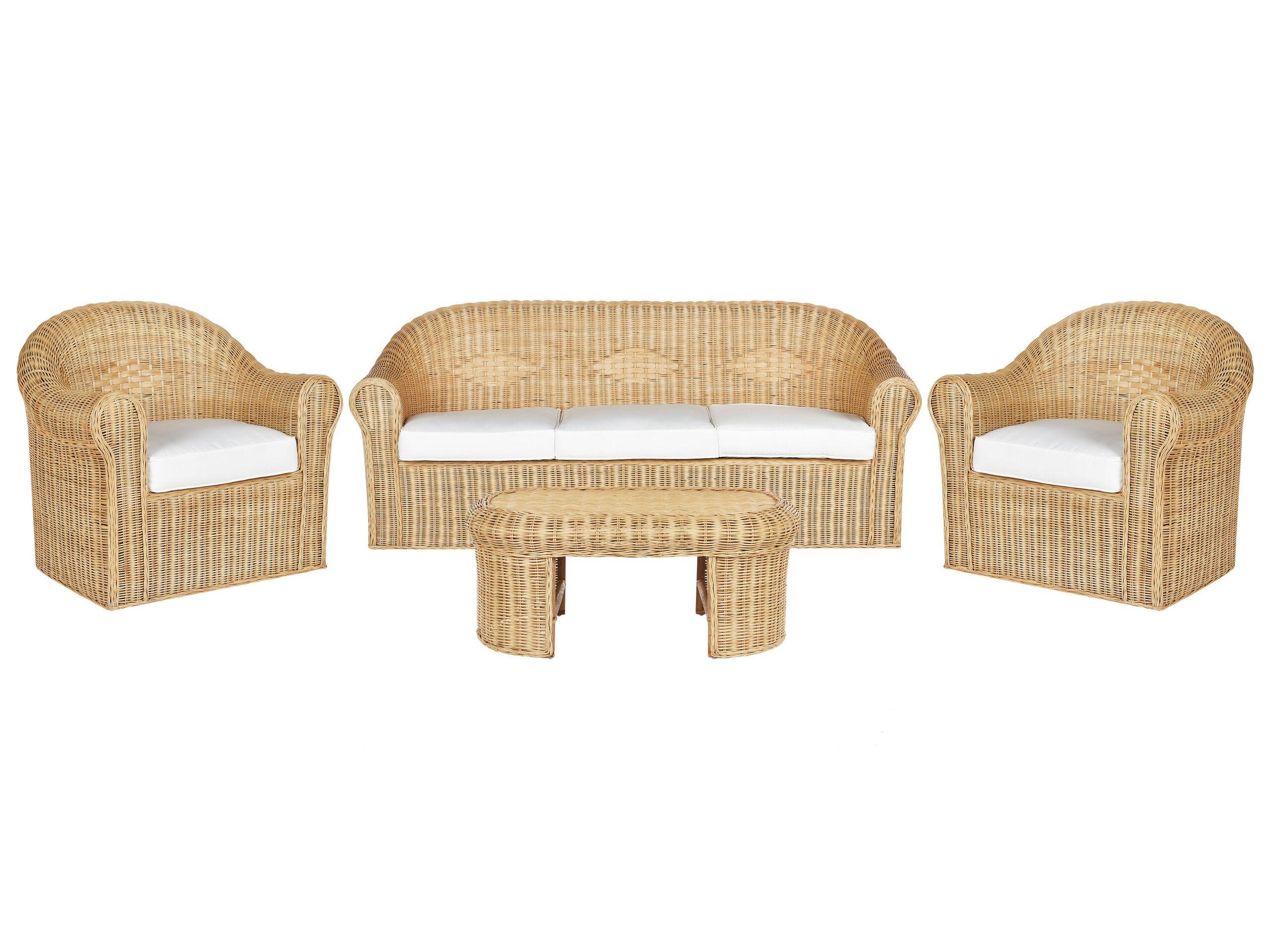 Beliani Lounge Set mit Tisch aus Rattan Boho LIVADEIA