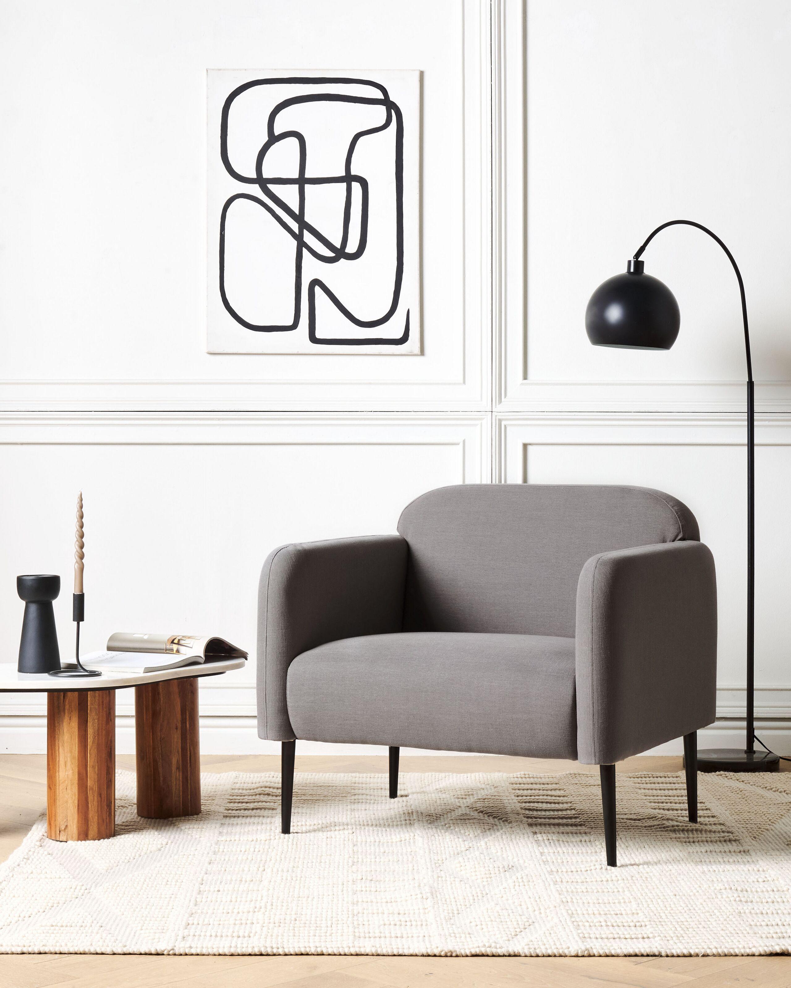 Beliani Sessel aus Leinen Retro STOUBY