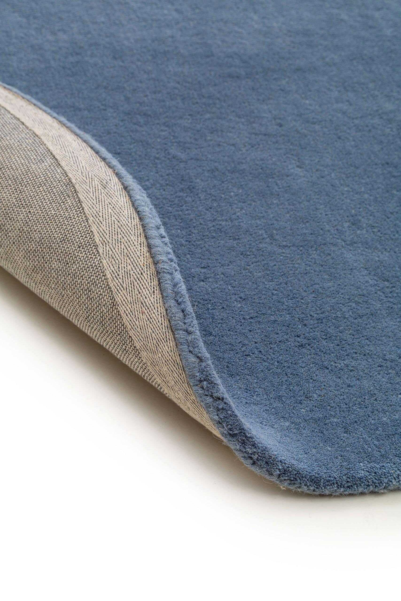 Benuta Wollteppich rund Bent Blau