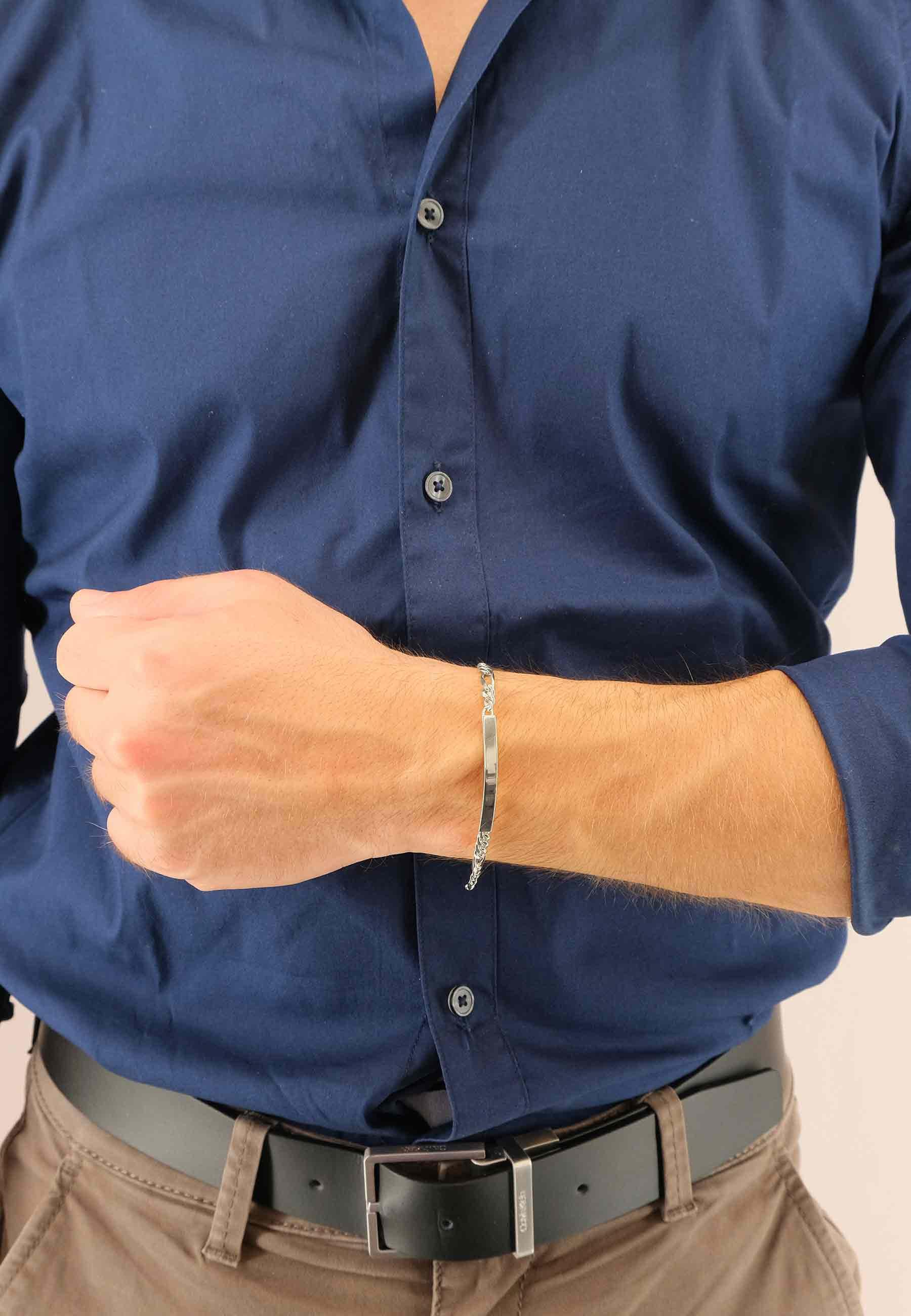 MUAU Schmuck ID-Bracelet Figaro Weissgold 750, 19cm, 4mm
