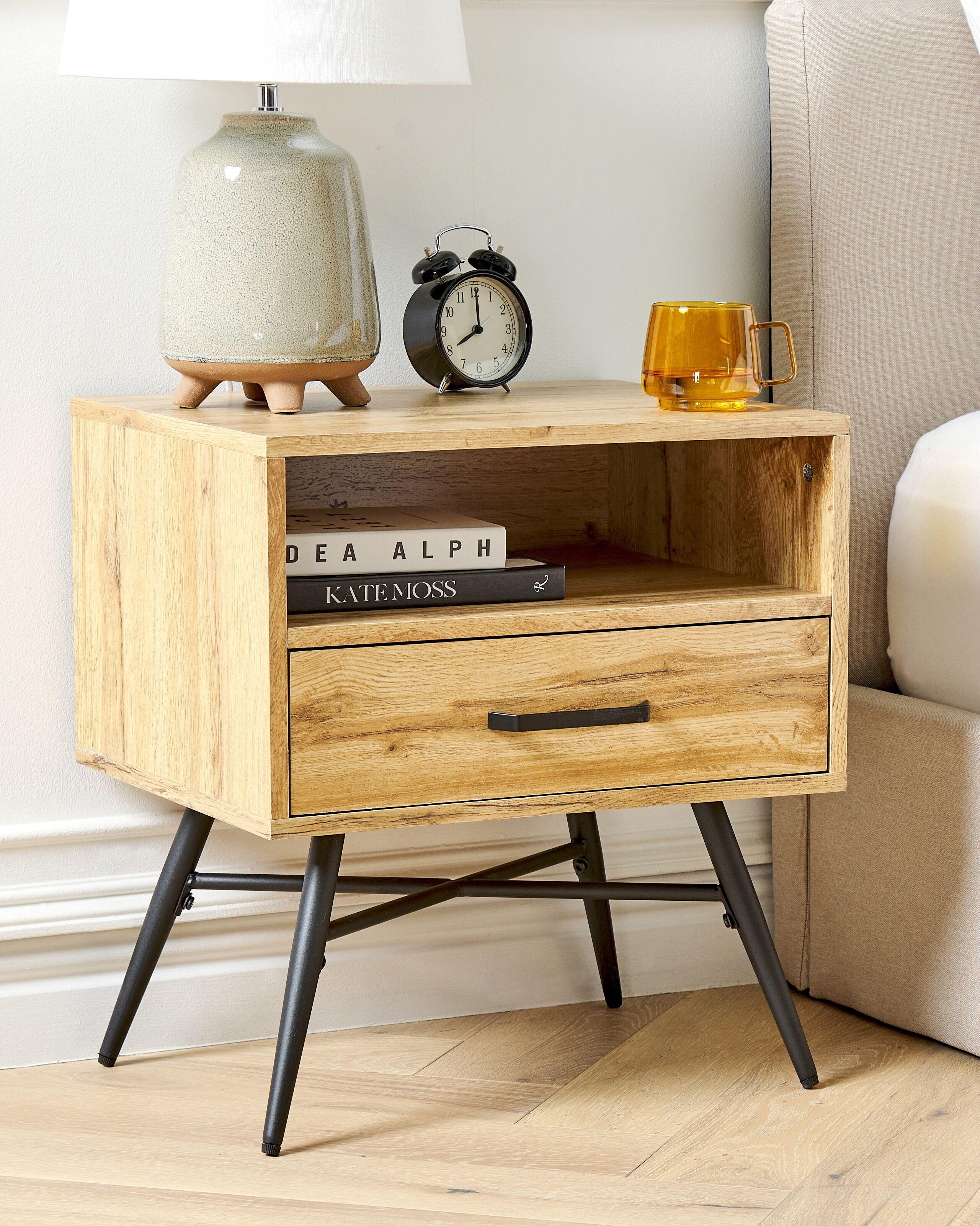 Beliani Nachttisch mit 1 Schublade aus MDF-Platte Modern LUBOCK