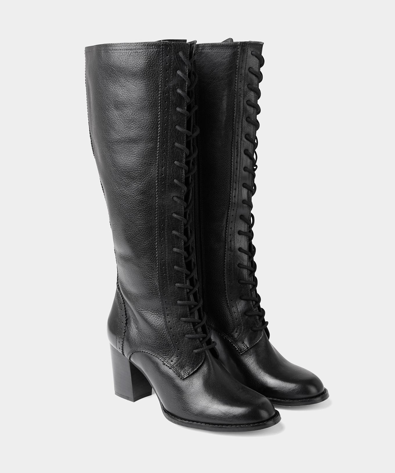 Joe Browns Geprägte Lederstiefel mit Seitenreißverschluss & Schnürung