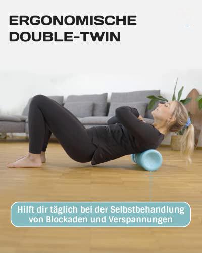 Alopini Doppel-Faszienrolle mit 4 ergonomischen Wirkungsbereichen für Nacken, Rücken, Gesäß und Beine.