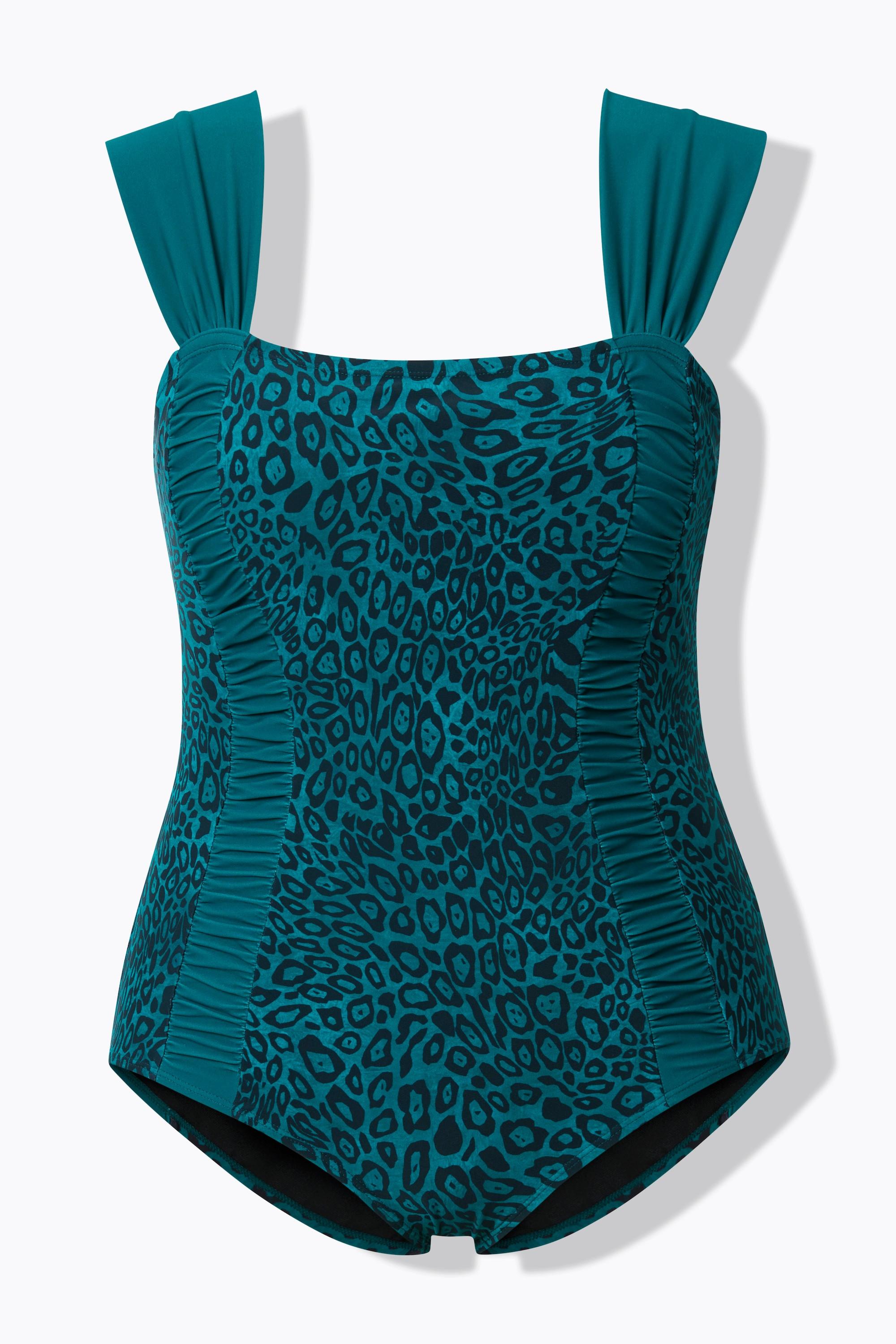 Ulla Popken Badeanzug, Leomuster, Softcups, breite Träger