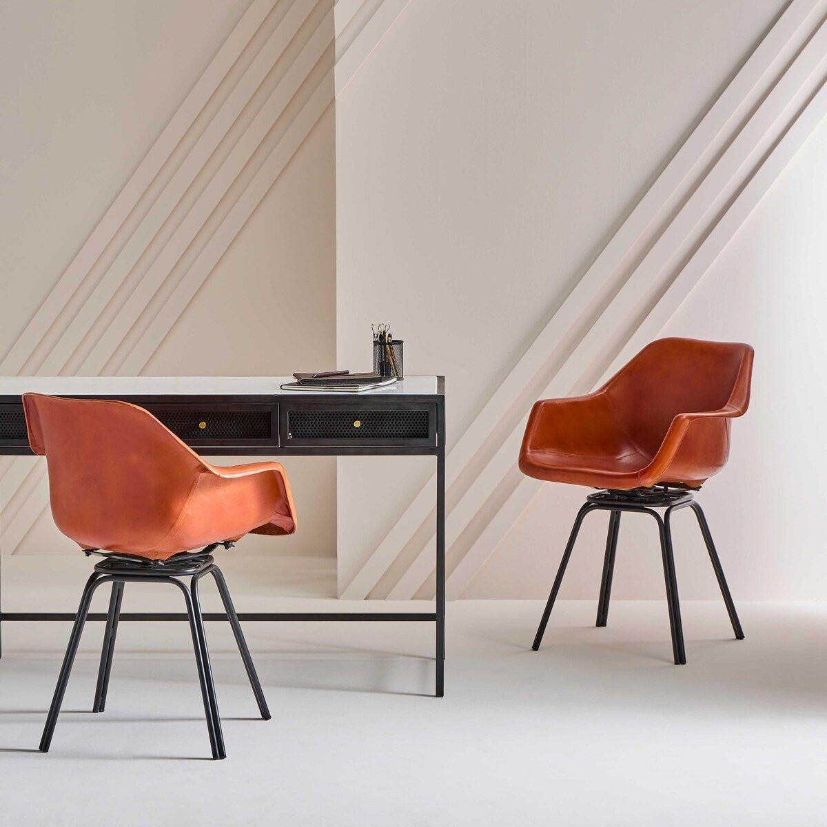 Calicosy Drehbarer Bridge-Stuhl aus Leder L44 cm - ROCKIE