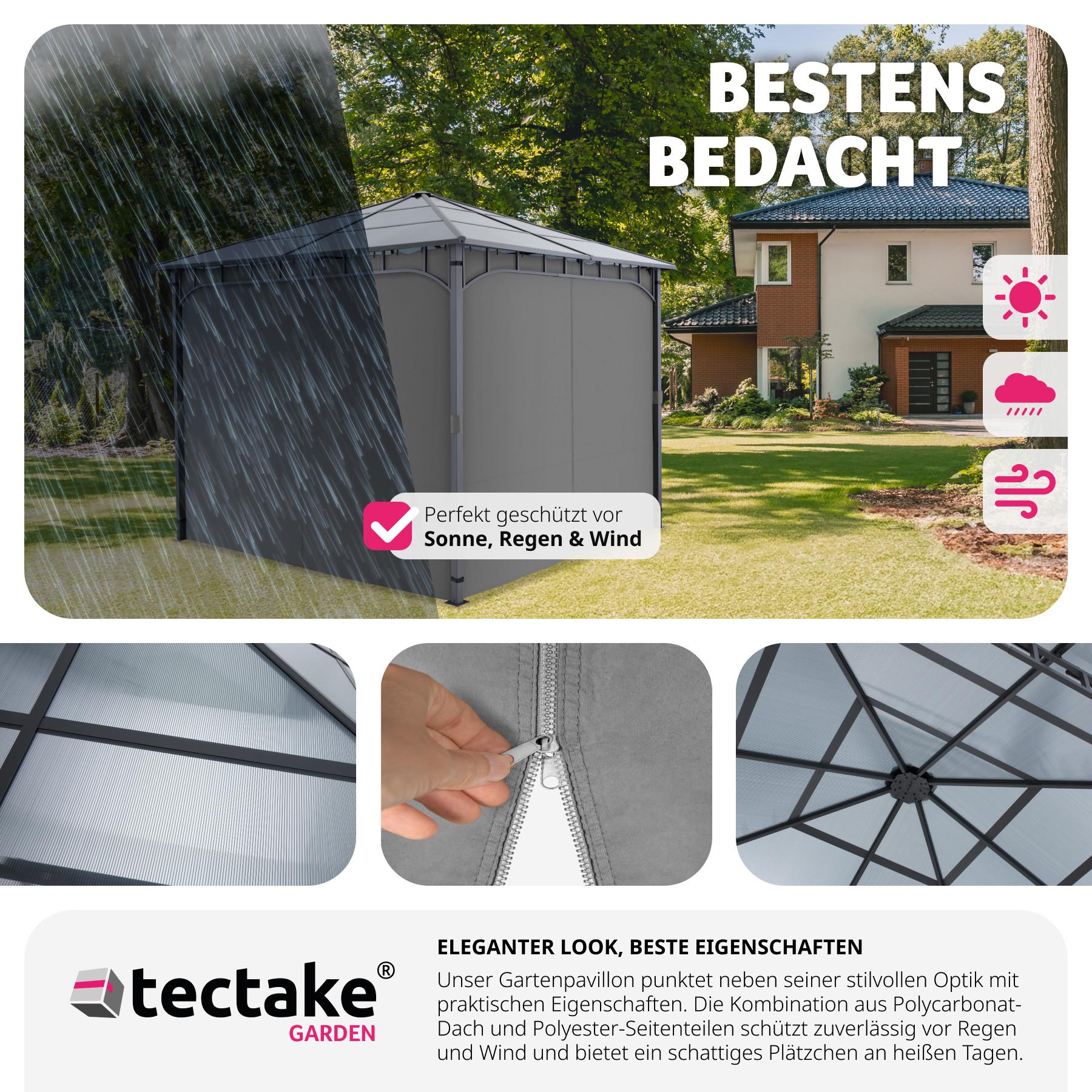 Tectake Gartenpavillon lichtdurchlässiges Dach aus Polycarbonat-Platten