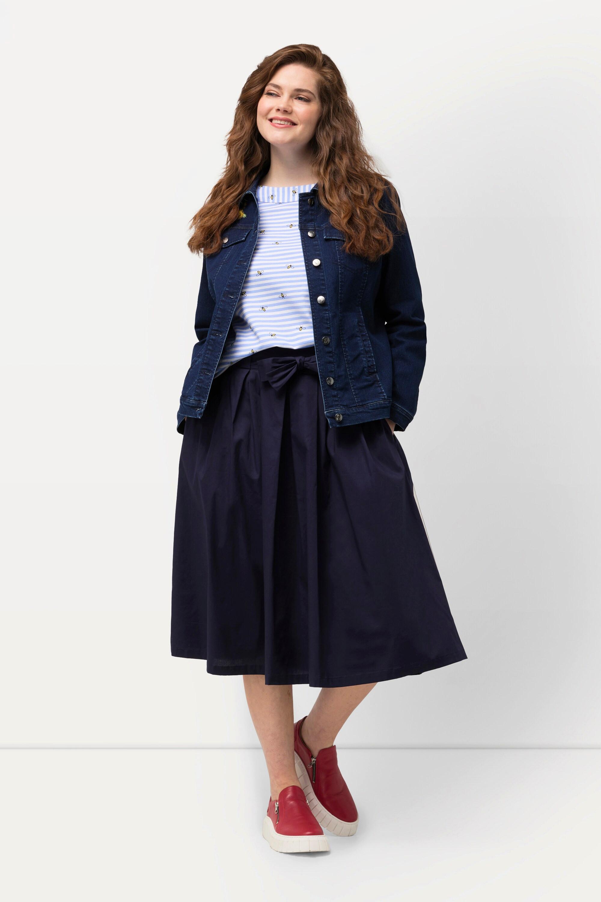 Ulla Popken Faltenrock, A-Linie, Komfortbund, Bindeband