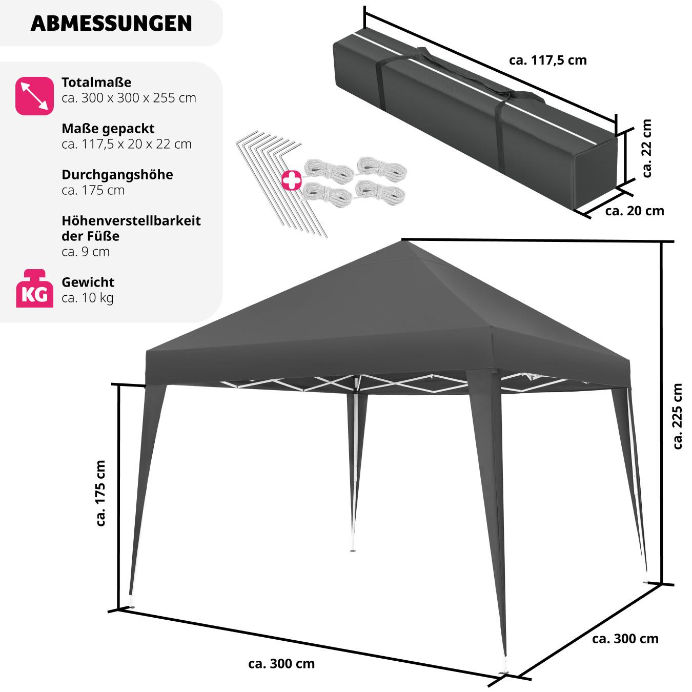 Tectake Pavillon höhenverstellbare Füsse
