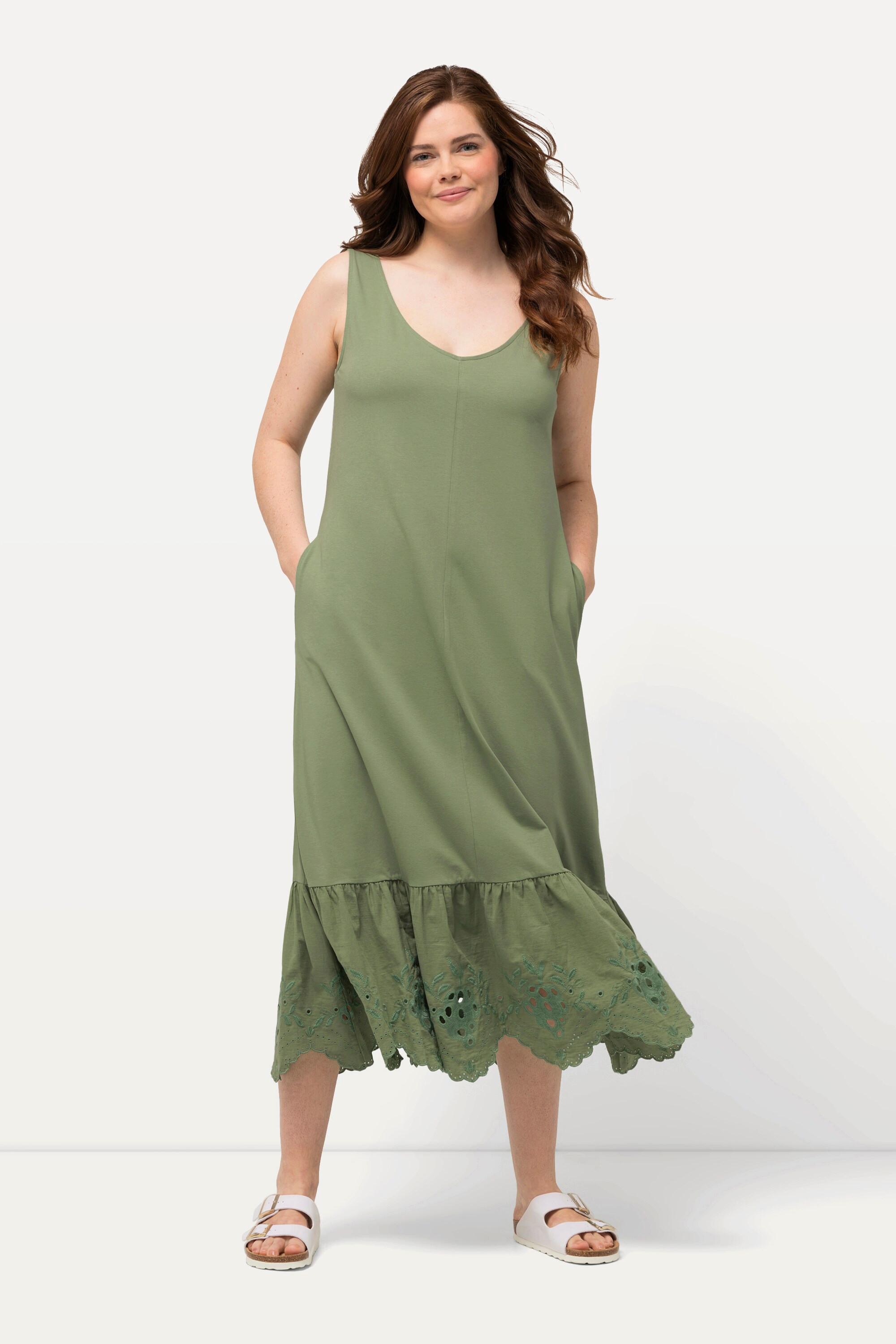 Ulla Popken Maxikleid A-Linie Ärmellos Rundhals