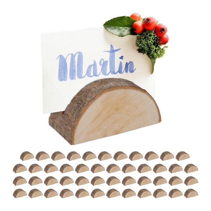 Northix Halter für Standortkarten, Holzset mit 48 Stück
