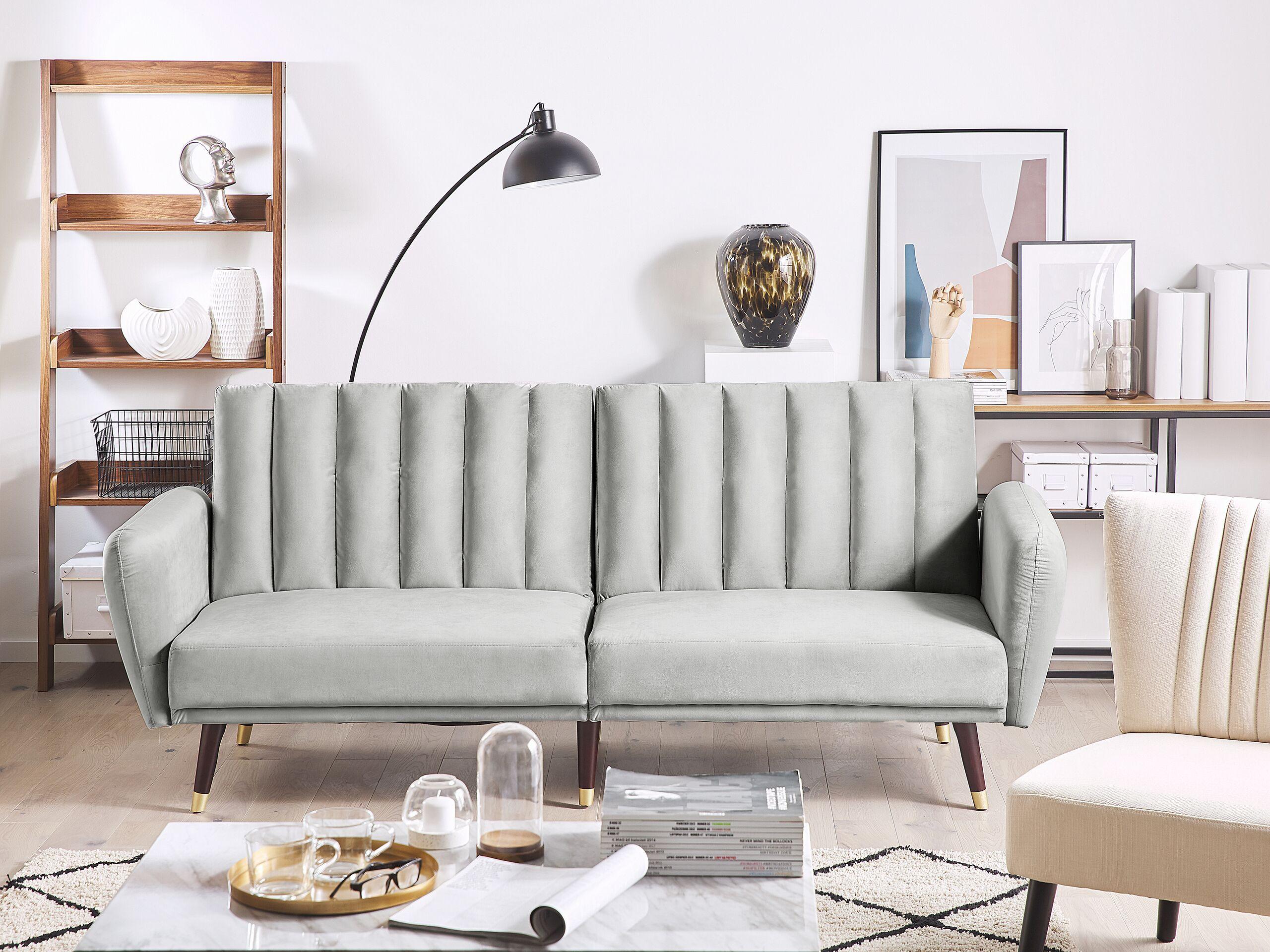 Beliani Schlafsofa aus Samtstoff Glamourös VIMMERBY