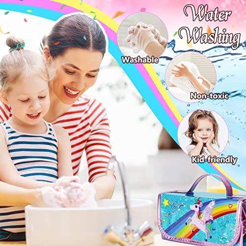 Activity-board Malset für Kinder, Malkoffer, Mäppchen Mädchen Schreibset mit Glitzerstiften, Filzstiften, Buntstiften, Buntstiften und Gelschreiber