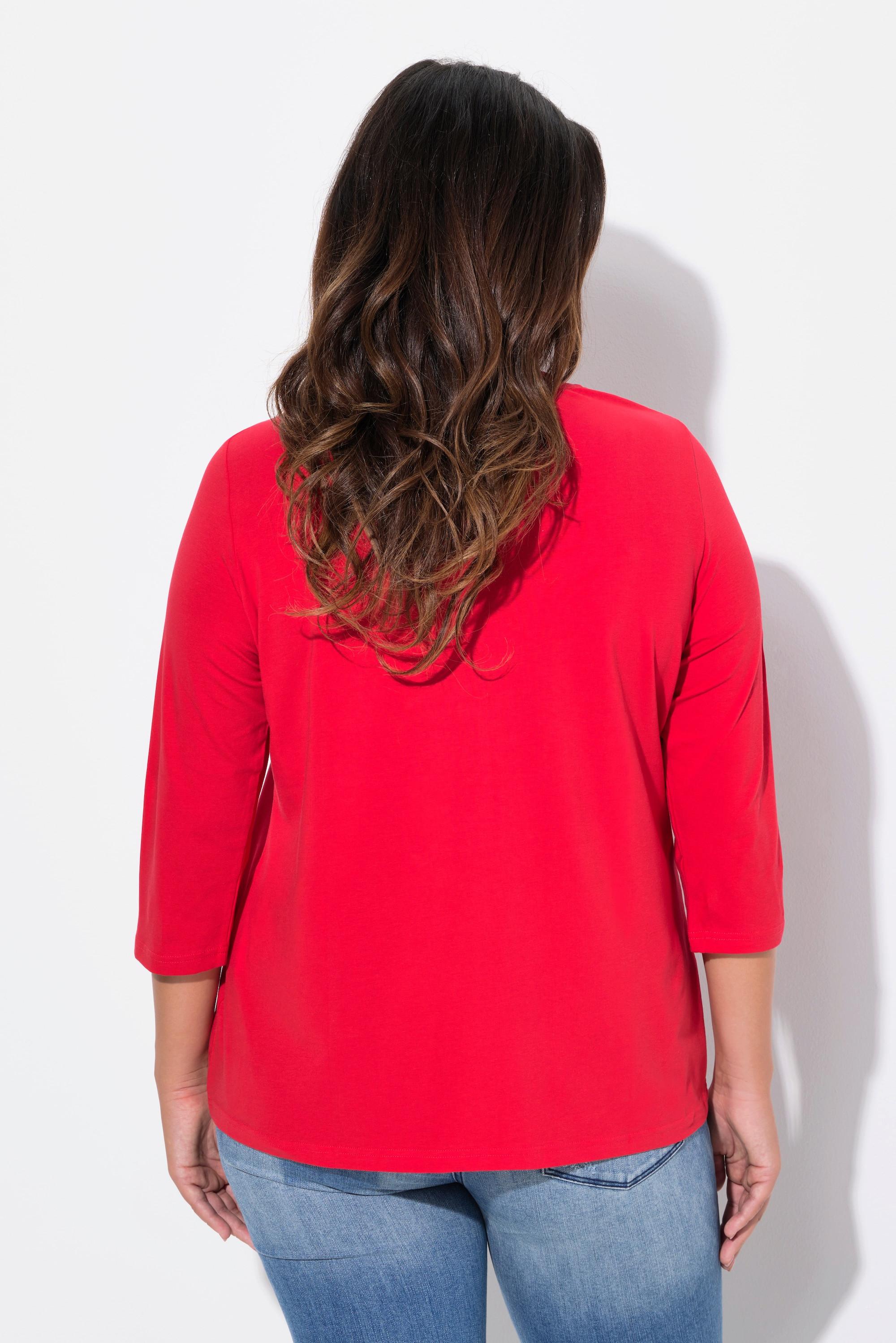 Ulla Popken Classic Blüten Print V-Ausschnitt 3/4 Arm Shirt