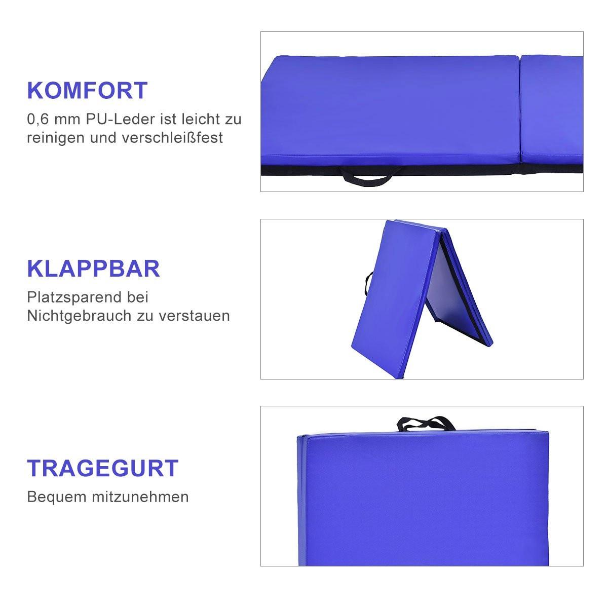 Northix Weichbodenmatte Gymnastikmatte Yogamatte Klappmatte Turnmatte 180x60x4cm -blau