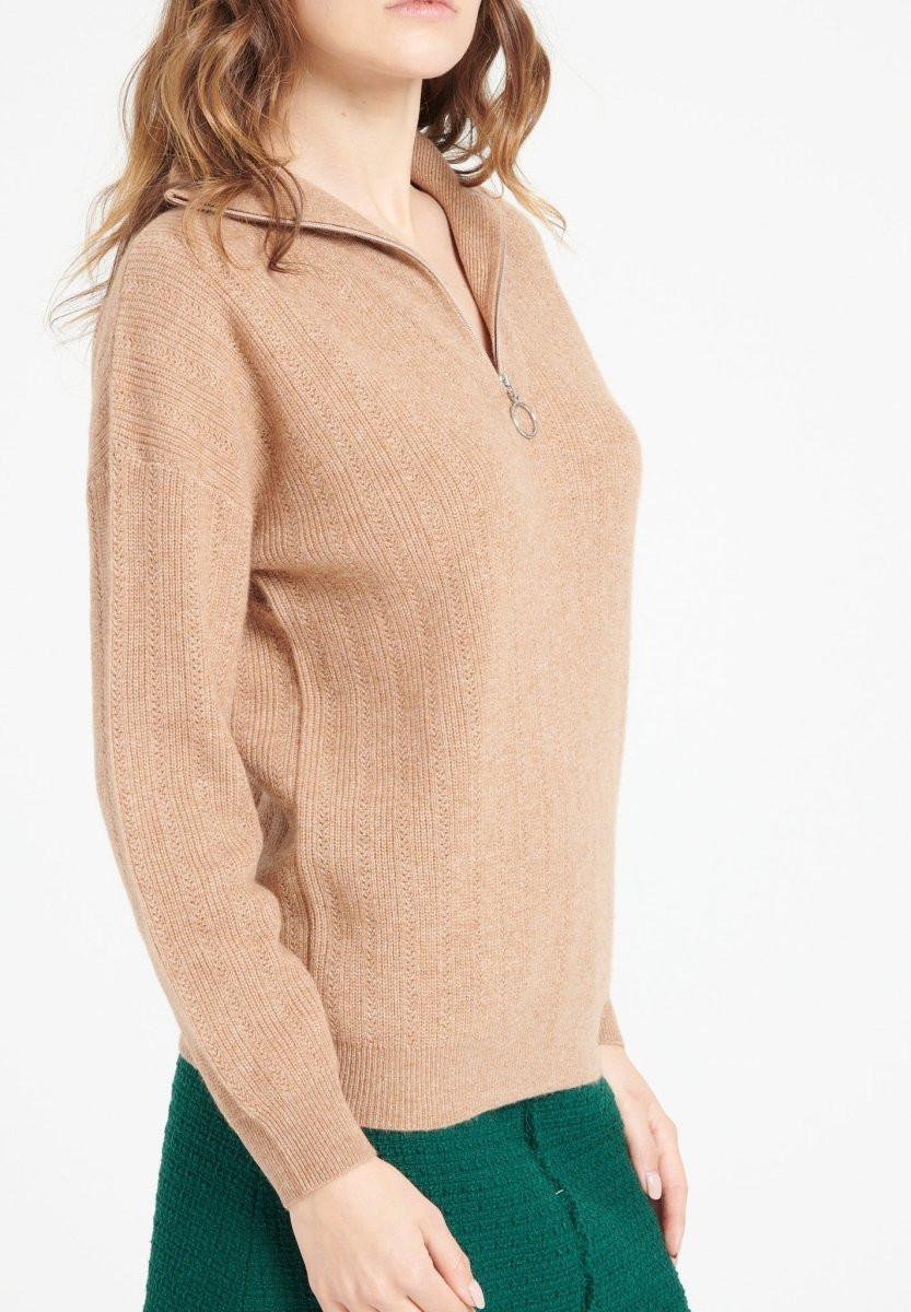 Studio Cashmere8 LILLY 28 Pullover mit Schornsteinkragen und Reißverschluss - 100% Kaschmir