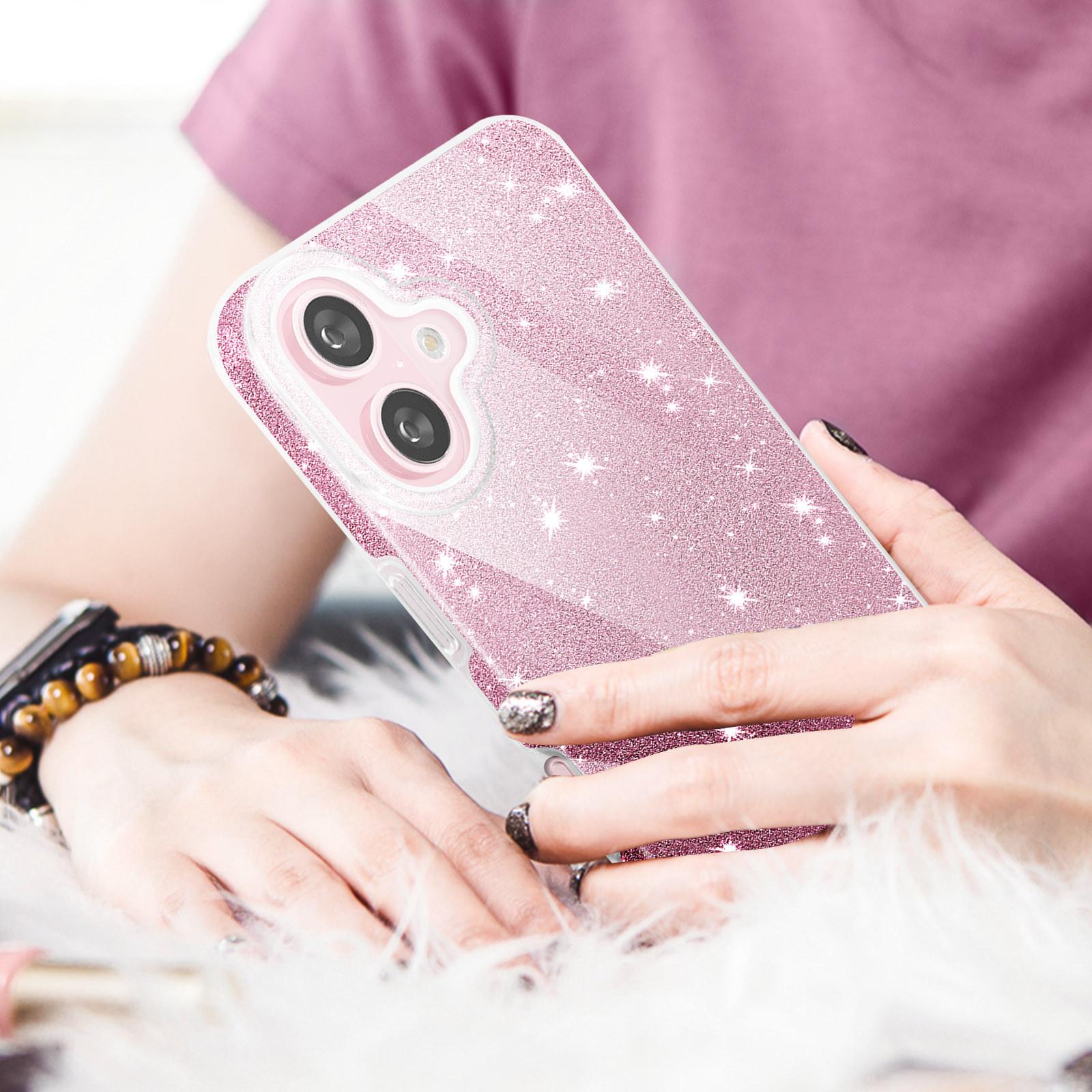 Avizar Glitter Hülle Apple iPhone 16 Rosegold
