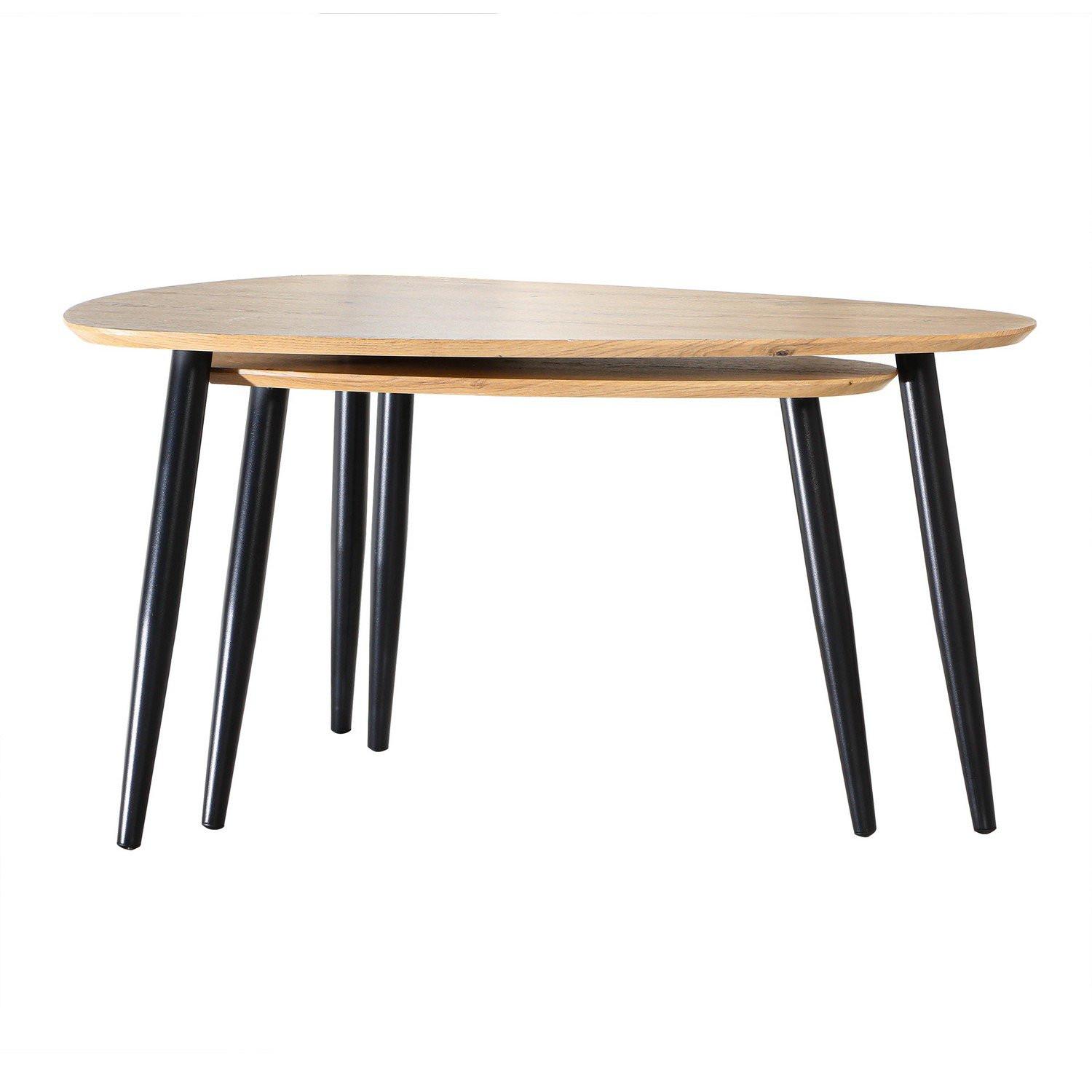 Calicosy Set von 2 ineinander greifenden Tischen mit Metallbeinen