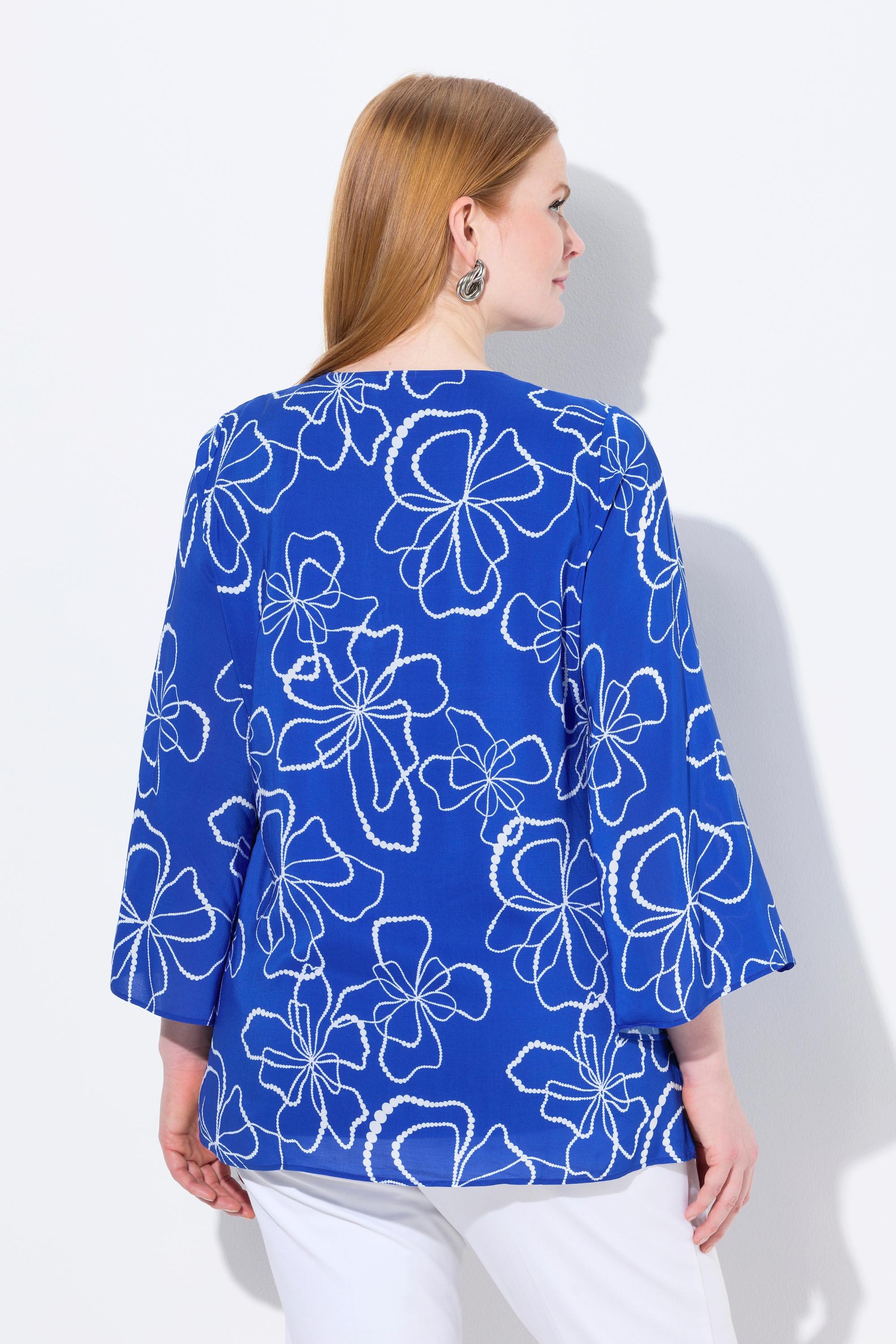 Ulla Popken Doppellagige Shirtbluse V-Ausschnitt Langarm