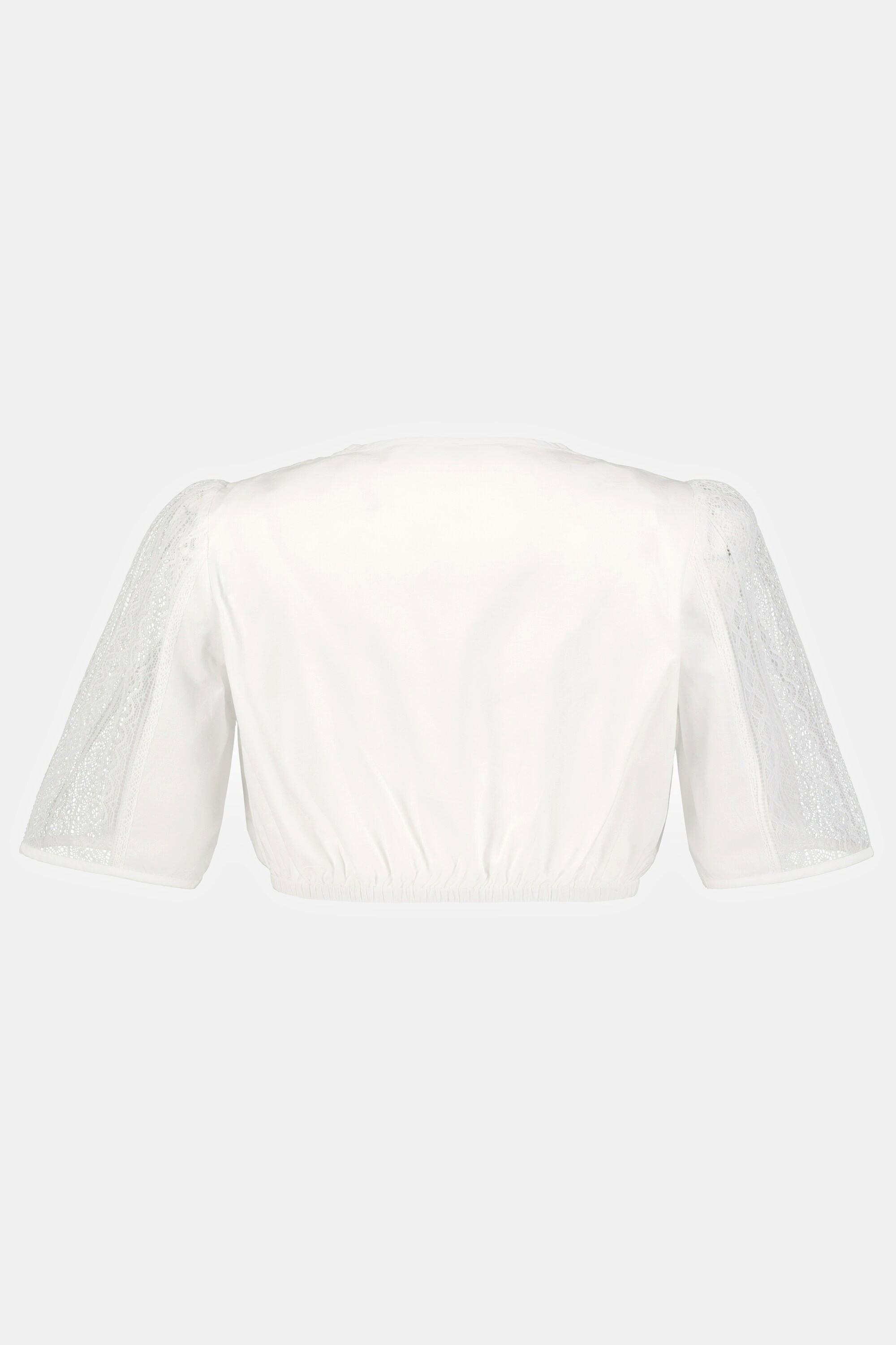 Ulla Popken Dirndlbluse Spitzendetail Rundhals Halbarm