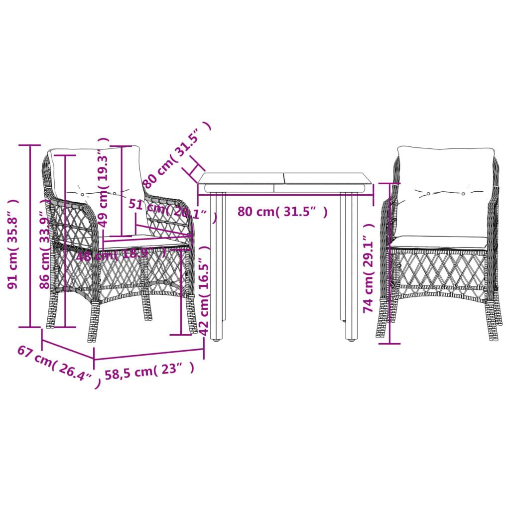 VidaXL Bistro set poly-rattan