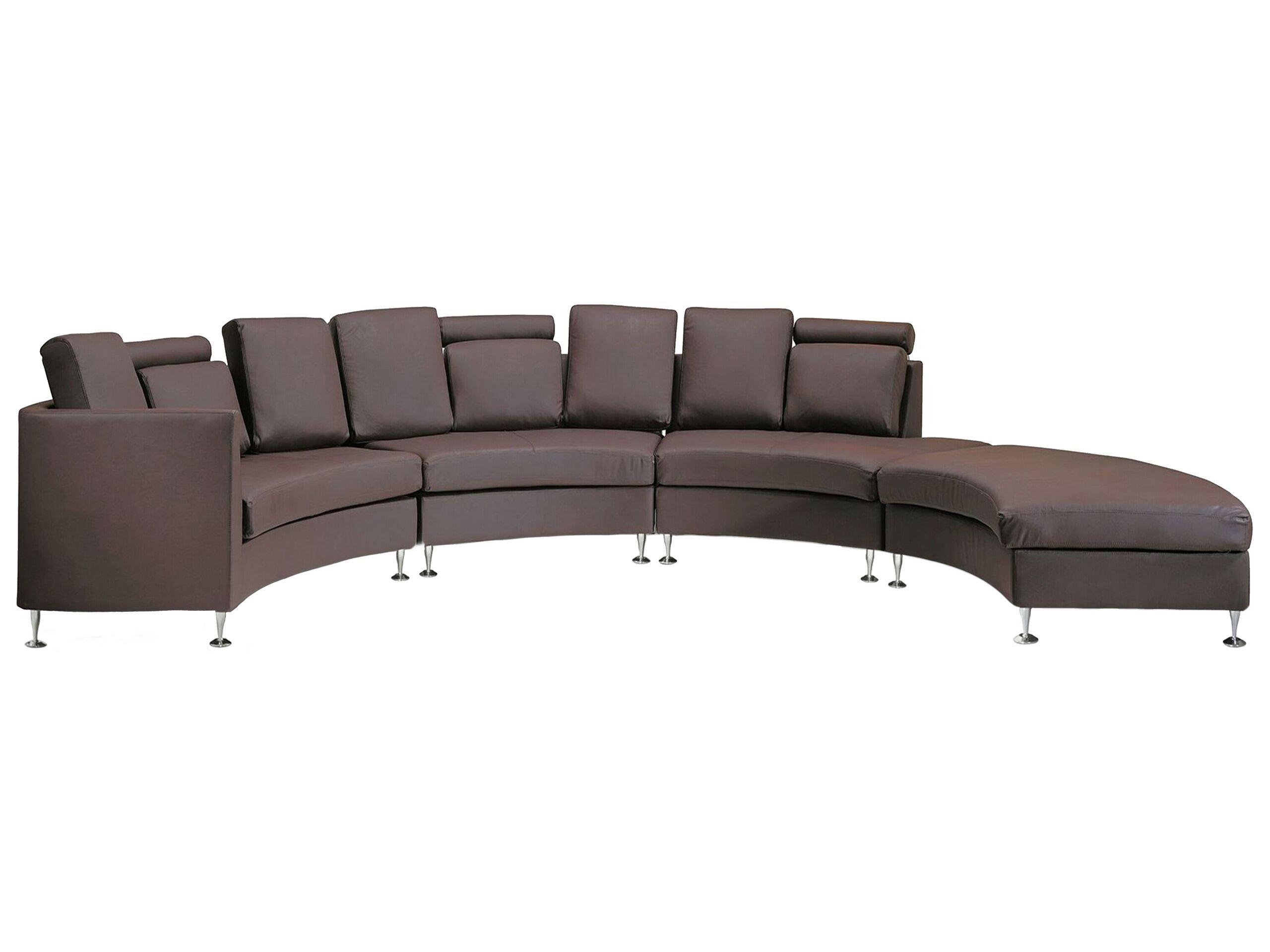 Beliani Halbrundes Sofa aus Echtleder Retro ROTUNDE