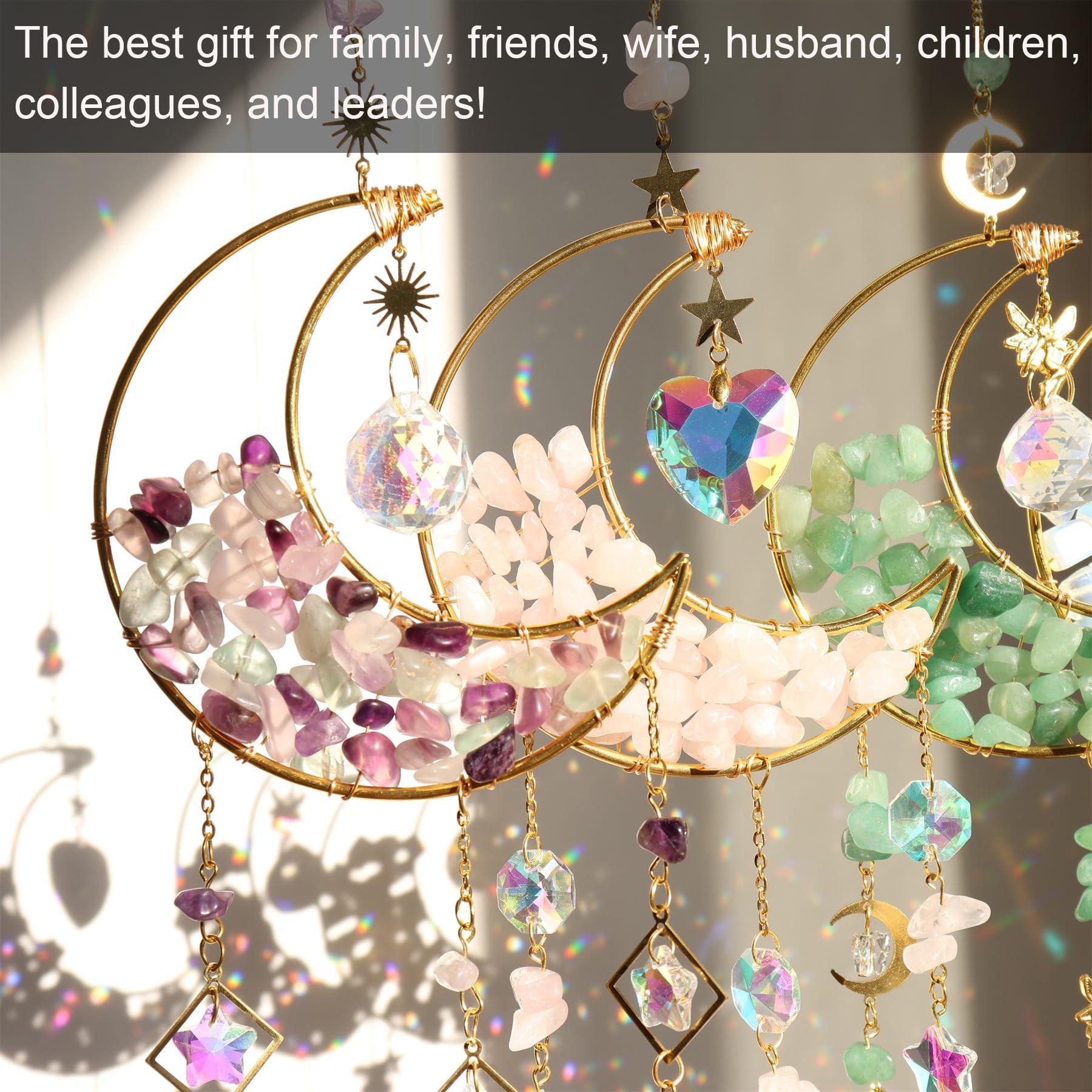 Alopini Sonnenfänger Kristall Fenster, Mond Anhänger Dekoration, Fenster Dekoration hängen, Regenbogen Sonnenfänger Kristall, Regenbogen Anhänger