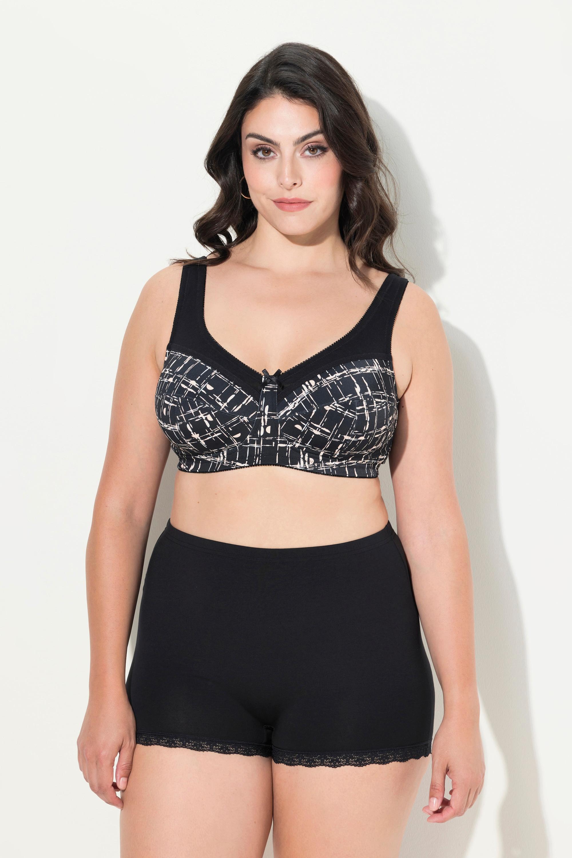 Ulla Popken Entlastungs-BH, grafischer Druck, ohne Bügel, Cup C - F