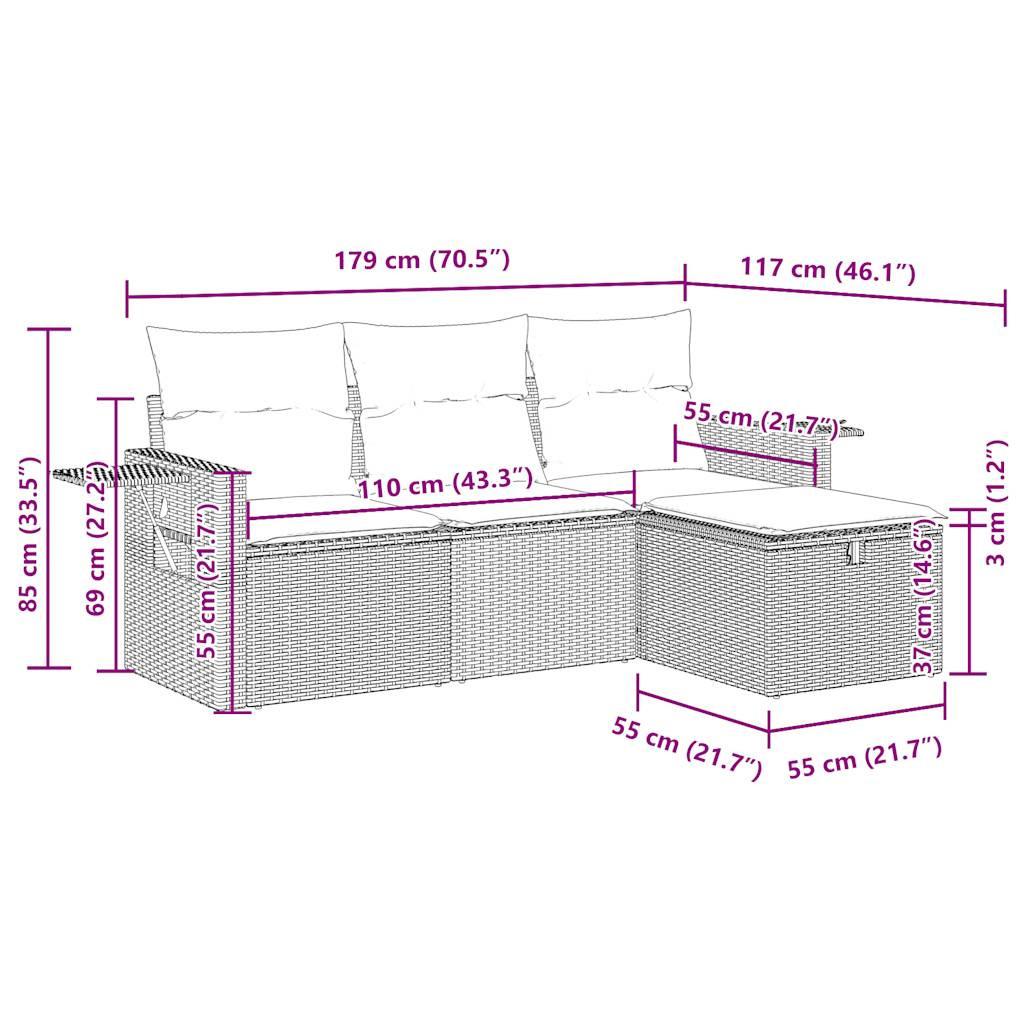 VidaXL Gartensofa set poly-rattan
