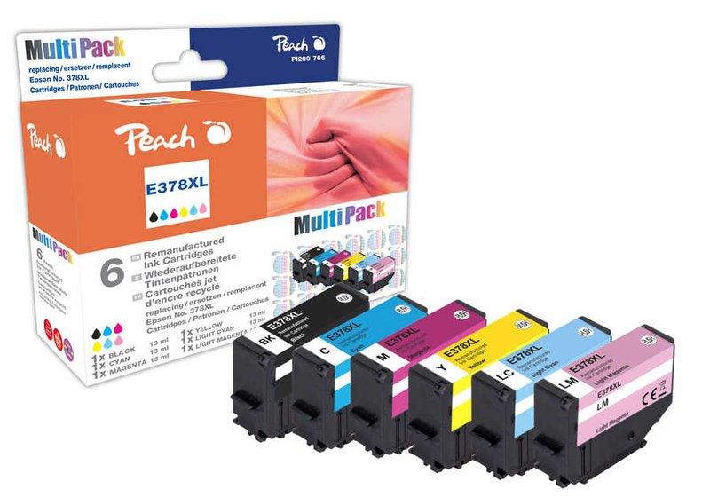 Peach PI200-766 Druckerpatrone 6 Stück(e) Kompatibel Schwarz, Cyan, Helle Cyan, Helle Magenta, Magenta, Gelb