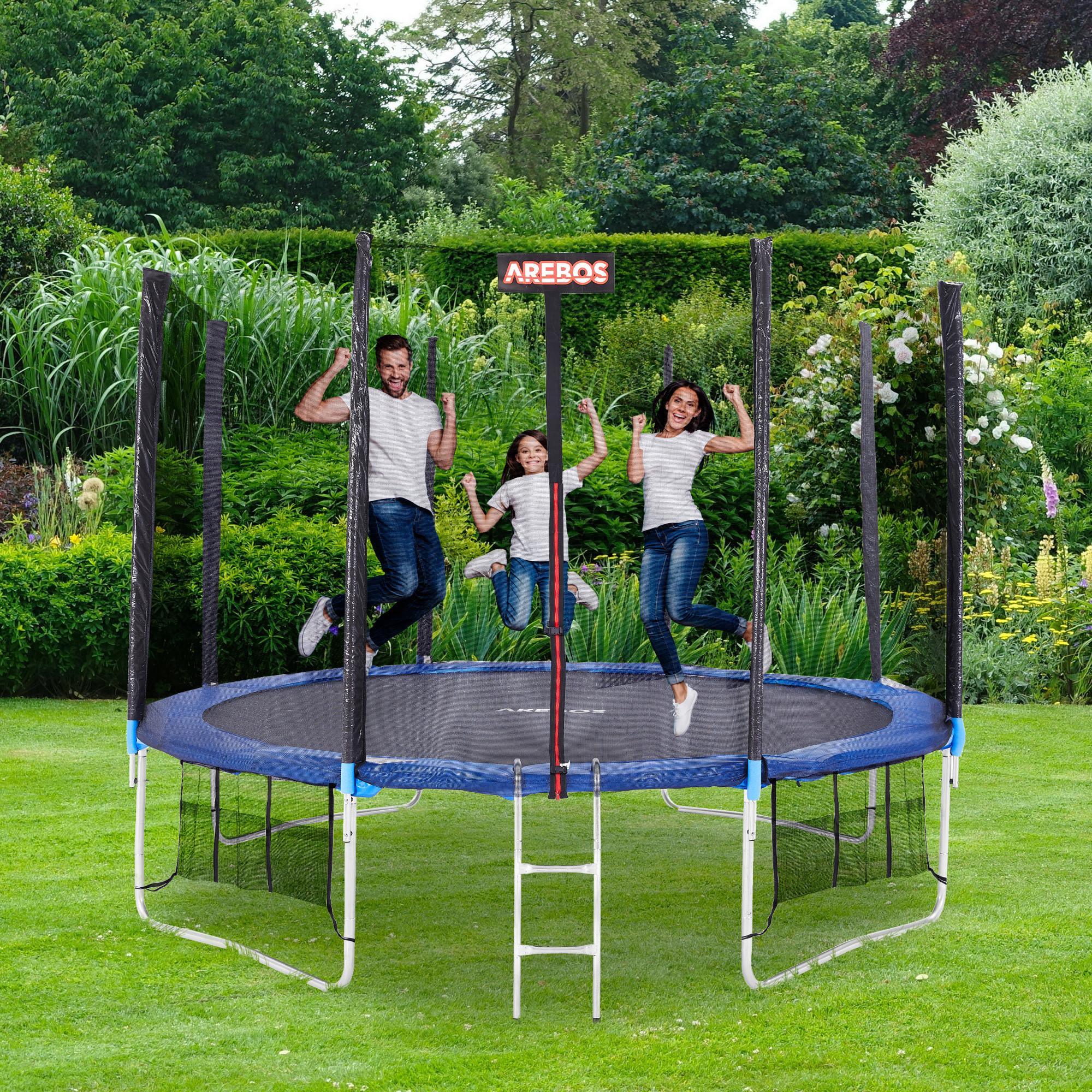 Arebos Sprungmatte Ø 264 cm für Trampoline mit Ø 305 cm, 140 mm Federn 64 Ösen