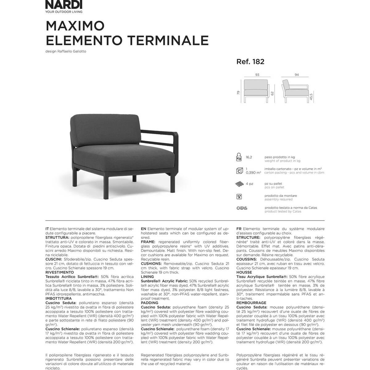 NARDI outdoor Gartenlounge-Abschlusselement Maximo