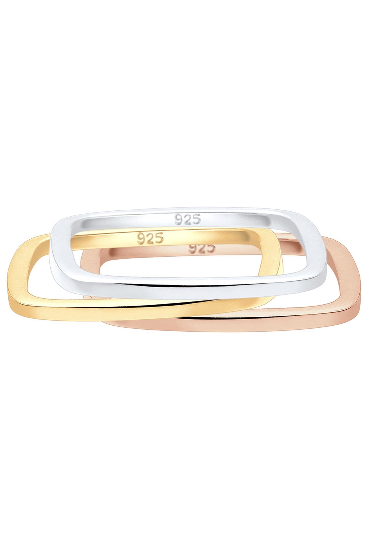 Elli Ring Tri-Color Statement Vierecks-Ringset