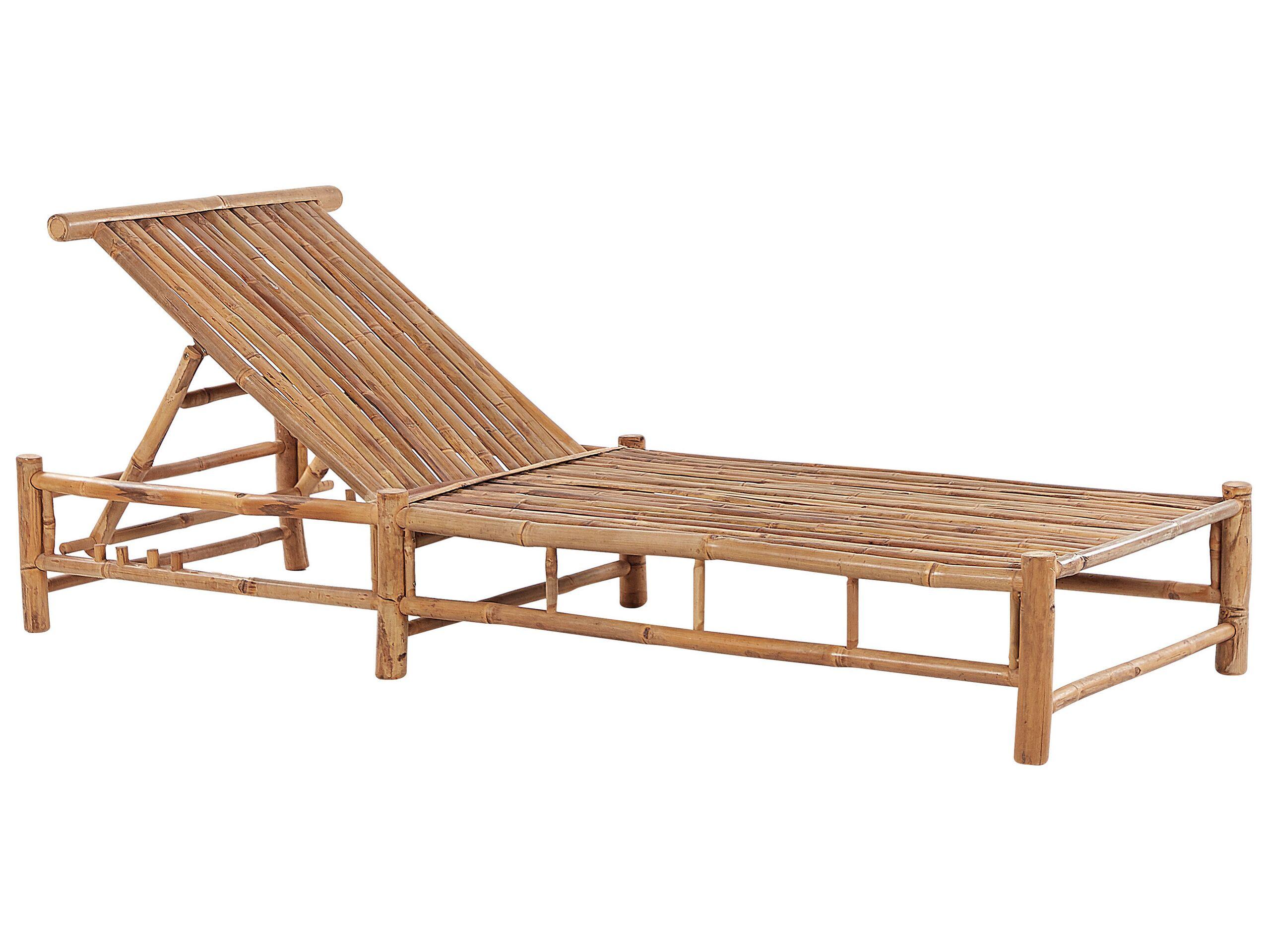 Beliani Sonnenliege mit Kissen aus Bambusholz Boho LIGURE