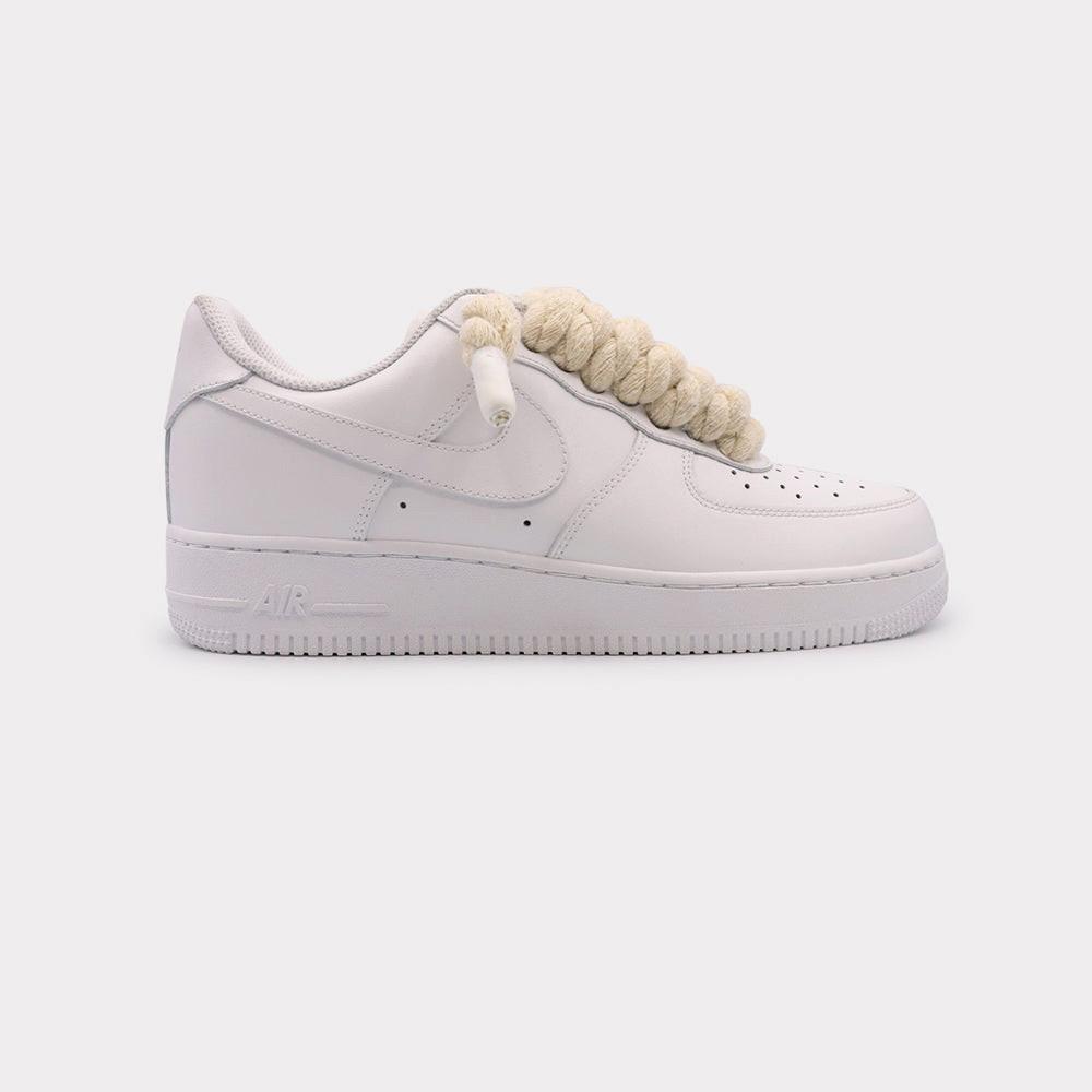 NIKE Air Force 1 White - Rope Lace Beige