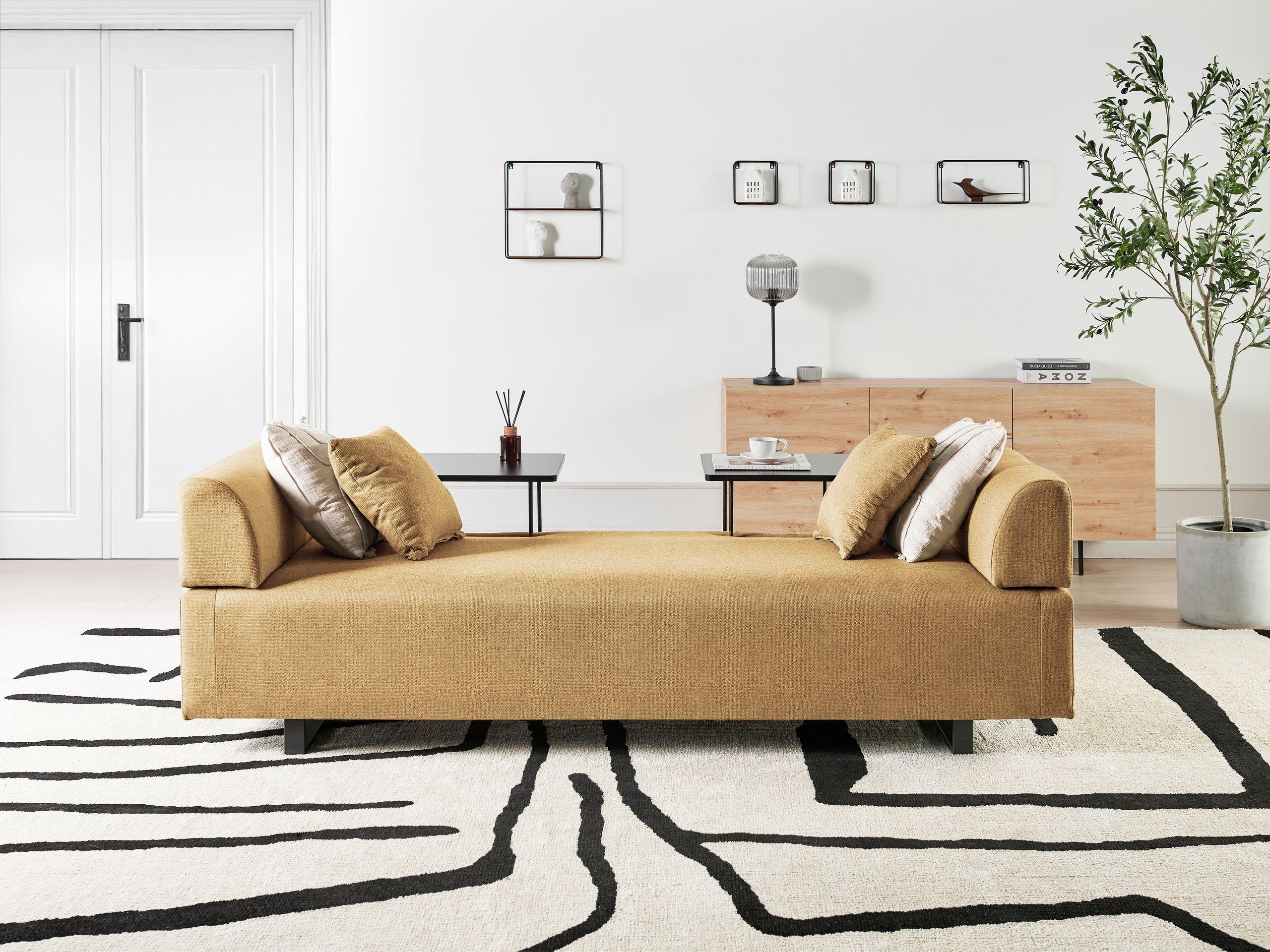 Beliani Sofa mit Beistelltischen aus Polyester Minimalistisch SOKNA