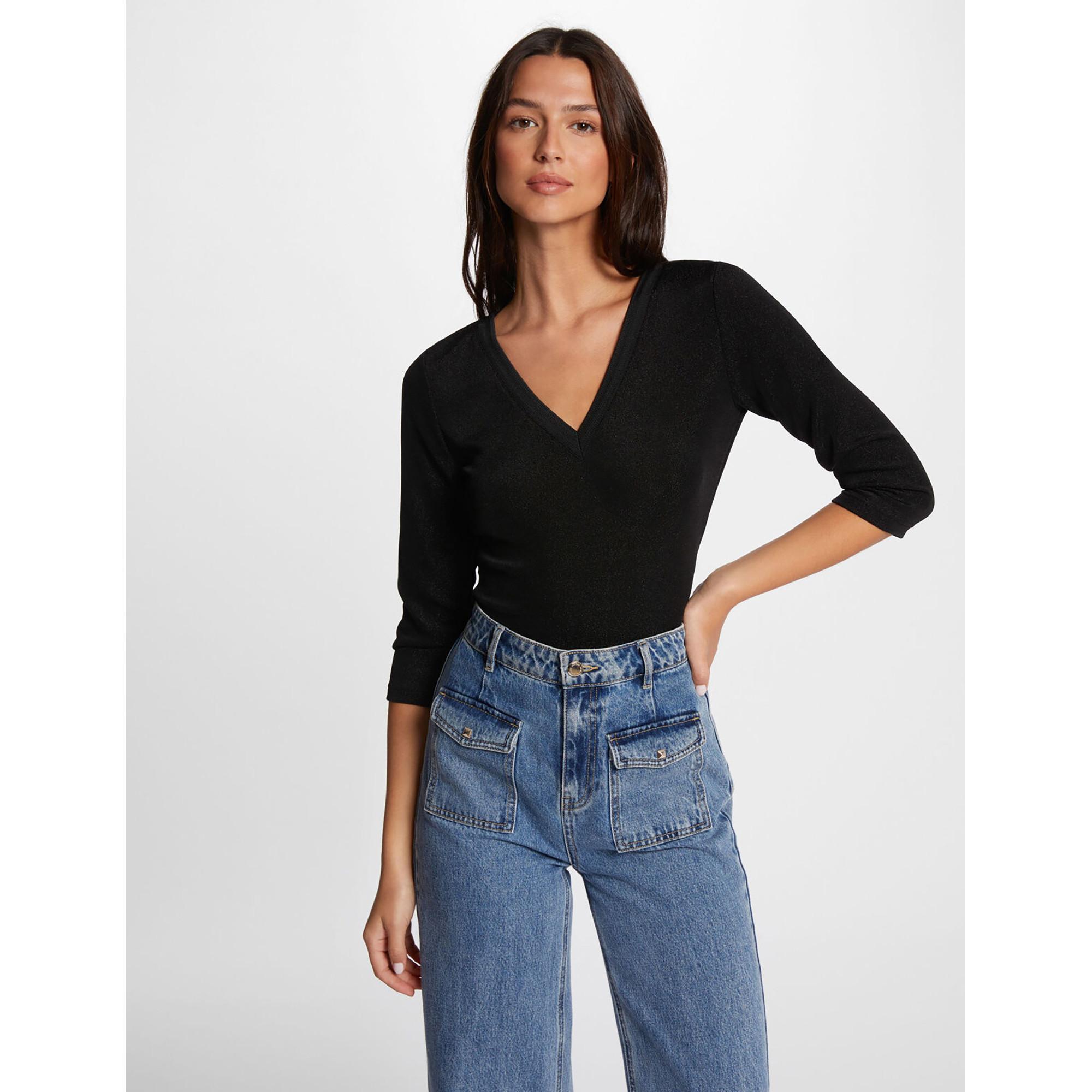 MORGAN V-Ausschnitt 3/4 Arm Tailliertes T-Shirt