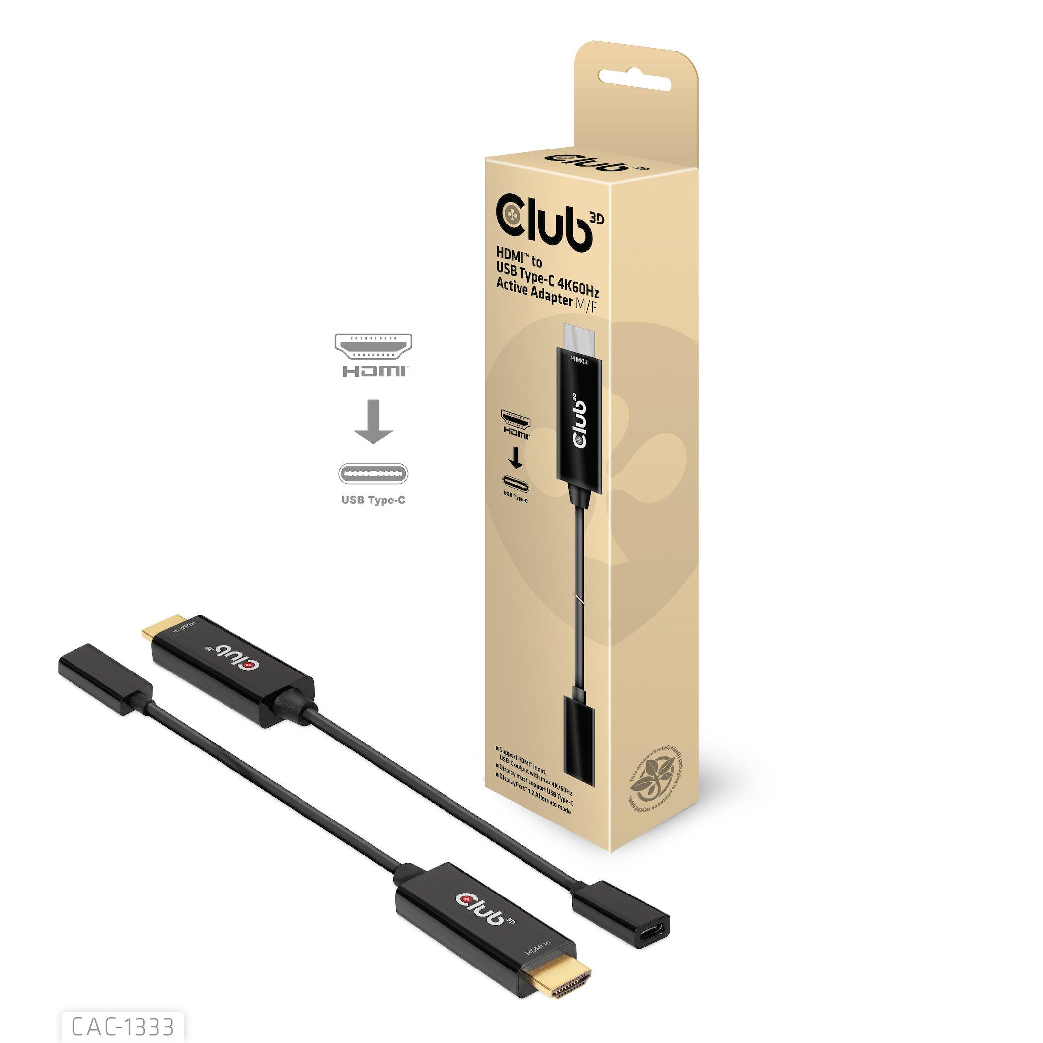 Club3D CLUB3D HDMI to USB Type-C 4K60Hz Active Adapter M/F