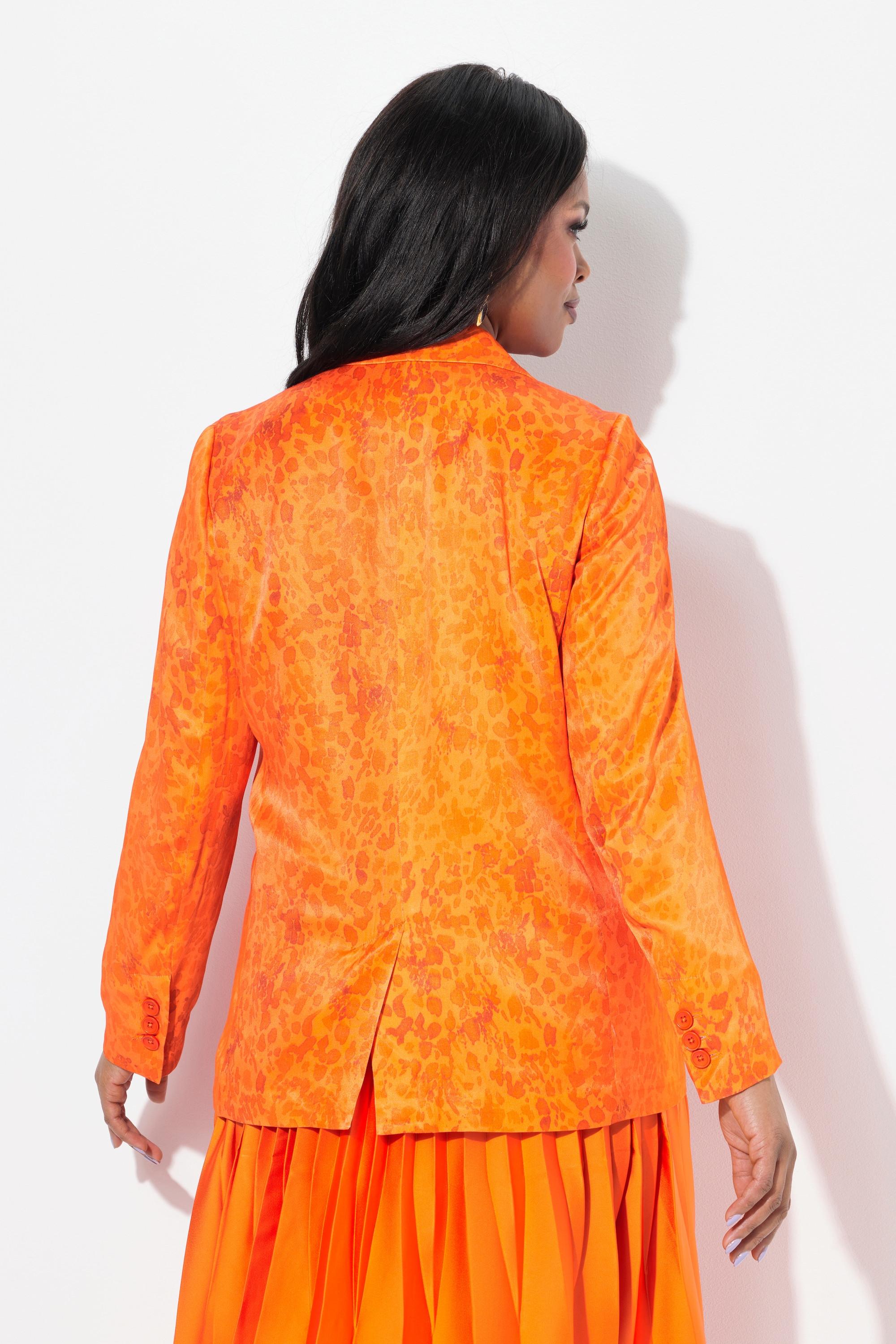 Ulla Popken Satin-Blazer, gemustert, Reverskragen, Langarm