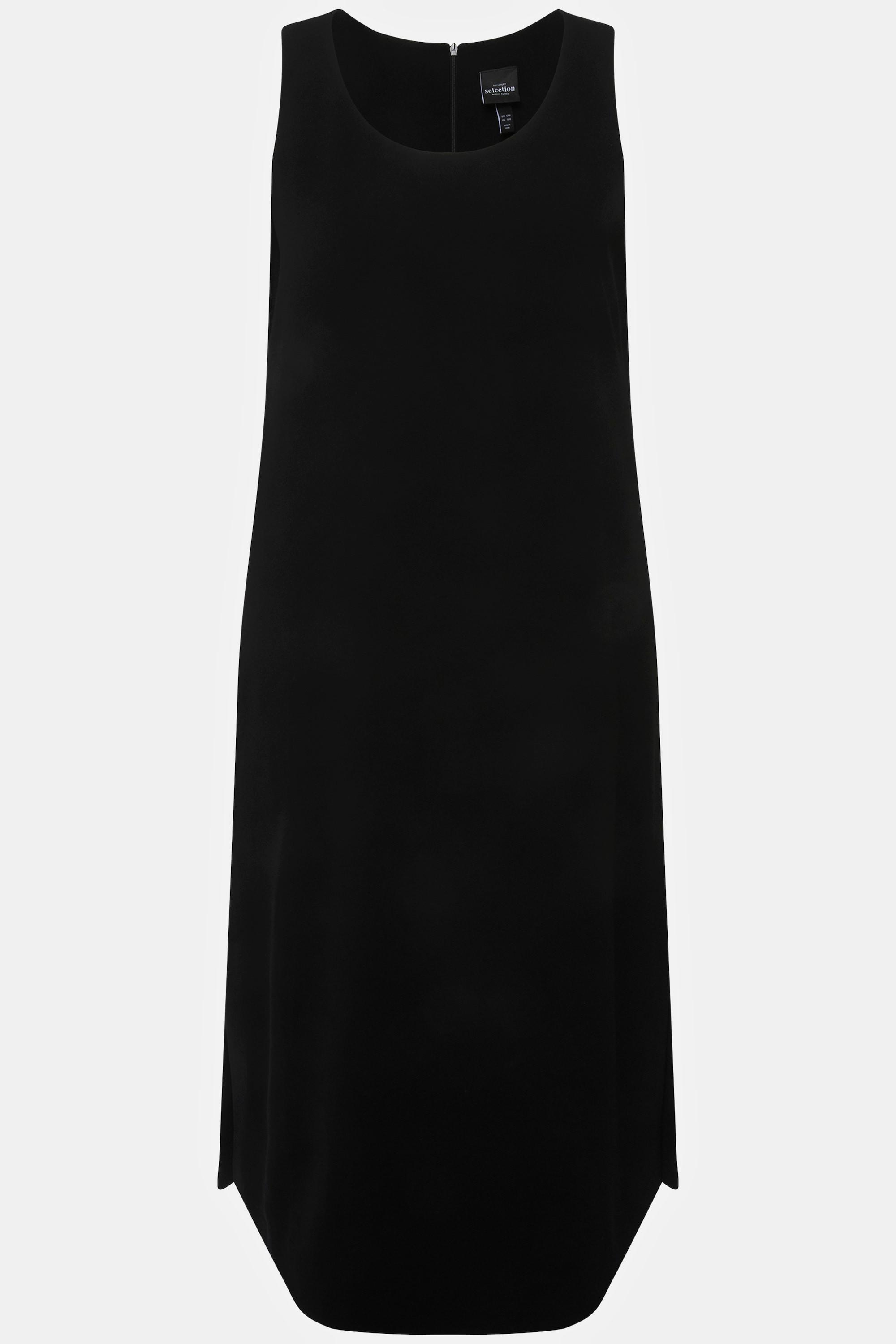 Ulla Popken Acetat Midikleid A-Linie Rundhals Ärmellos
