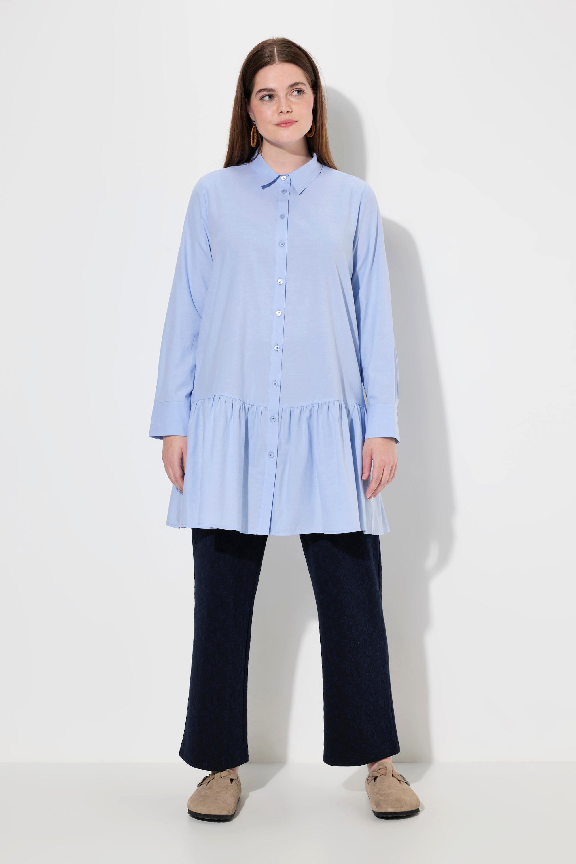 Ulla Popken Hemdbluse Volantsaum Hemdkragen Langarm