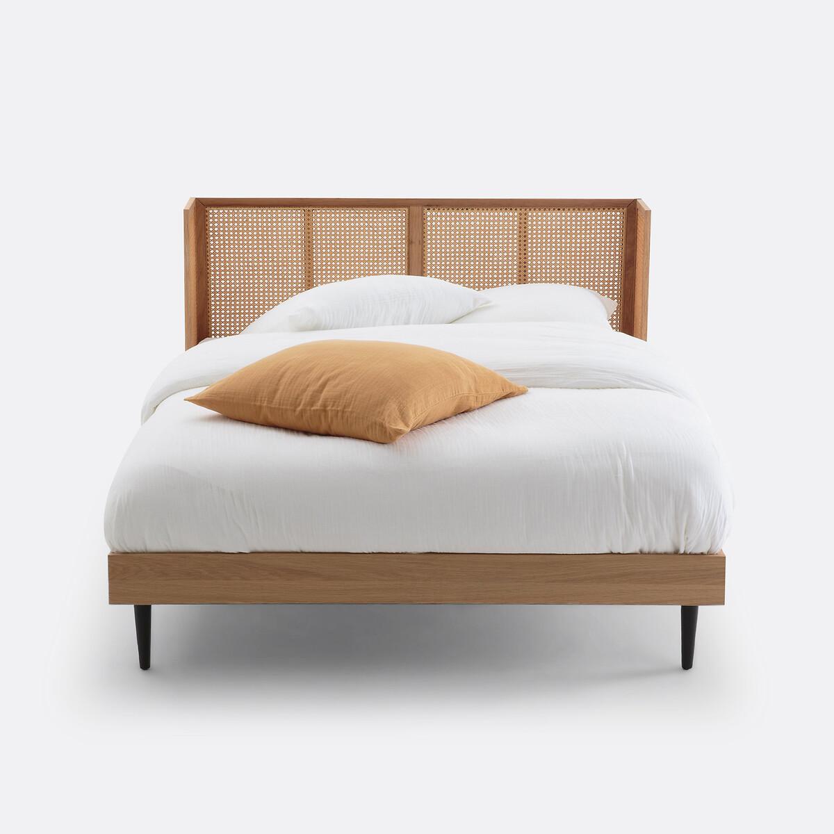 La Redoute Intérieurs Bett WASKA mit Rattankopfteil und Lattenrost