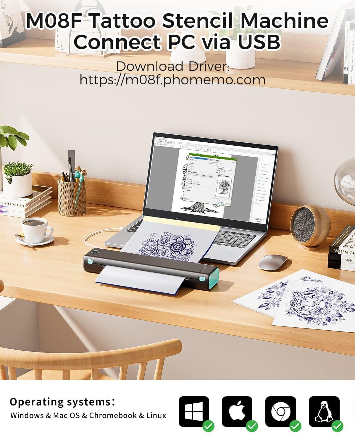 Phomemo M08F Drahtloser Tattoo-Schablonendrucker