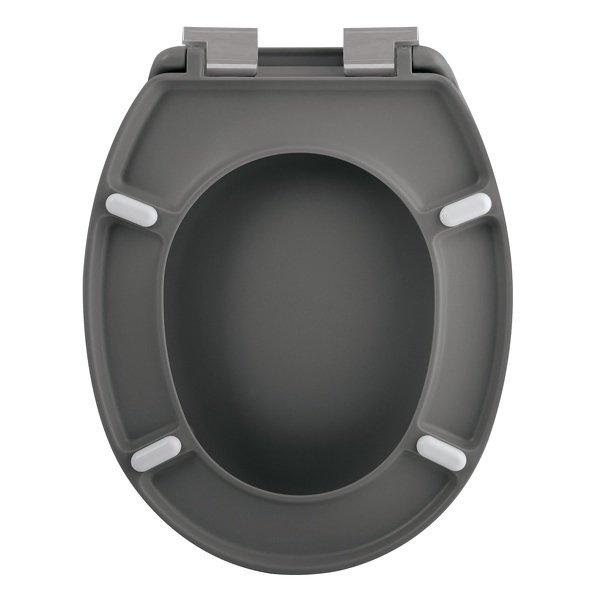 spirella Toilettensitz Duroplast NEELA Mattgrau - Scharniere aus verchromtem ABS