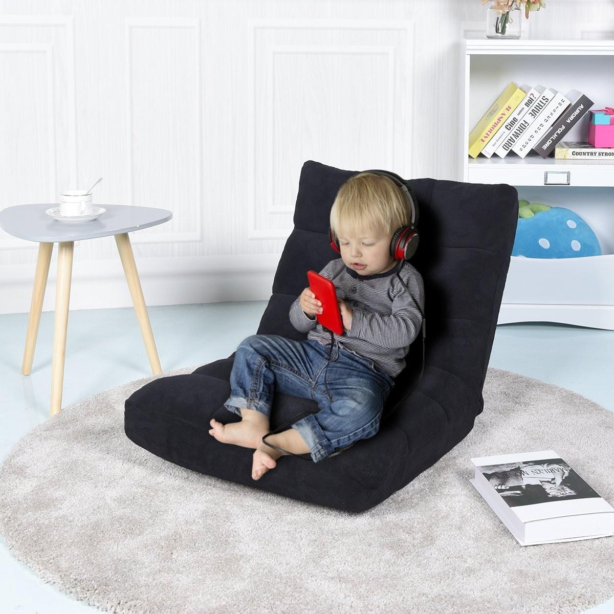 B2X Bodenstuhl Faltbares Lazy Sofa Faul Tatami Bodenkissen Schwarz/Grau/Kaffeebraun-Schwarz