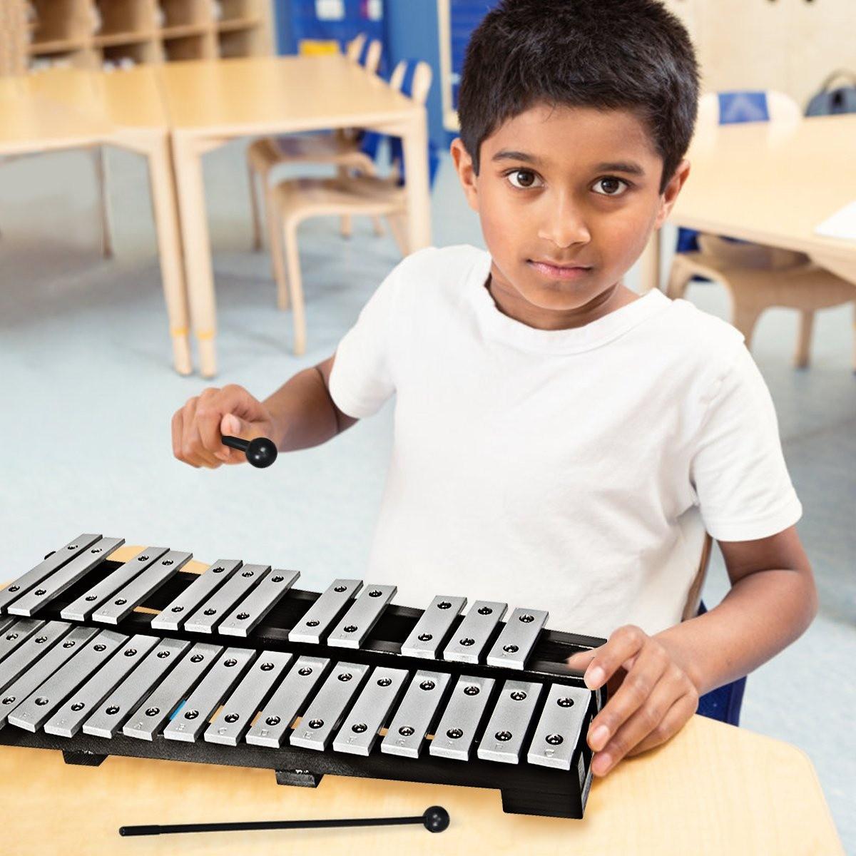 Northix Handpercussion Glockenspiel Xylophon mit Schlägel Tragetasche 30 Noten