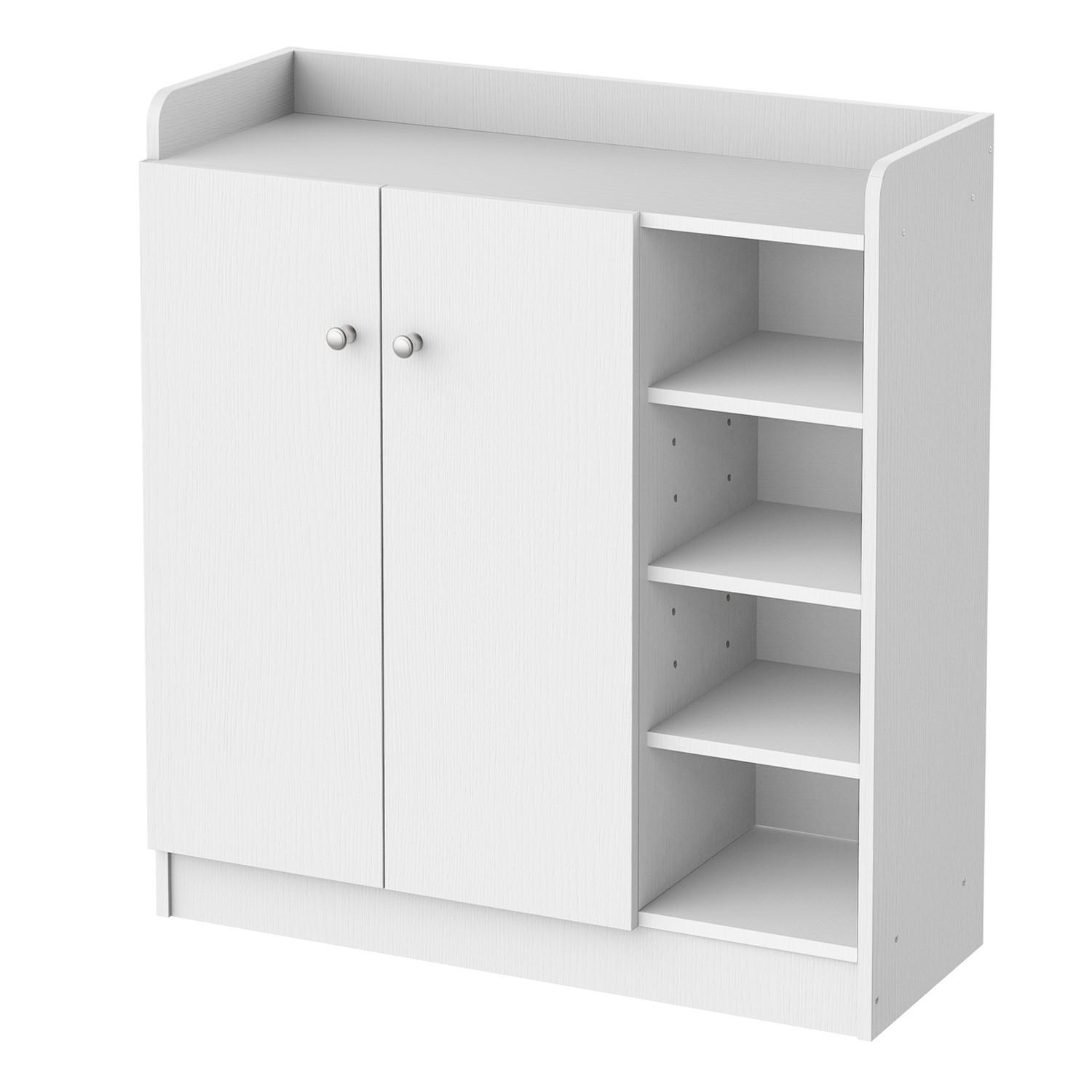 Northio Schuhschrank Schuhregal Kommode Mit 2 Türen, 4 Fächer, Für Diele, Weiß, 83X30X90Cm
